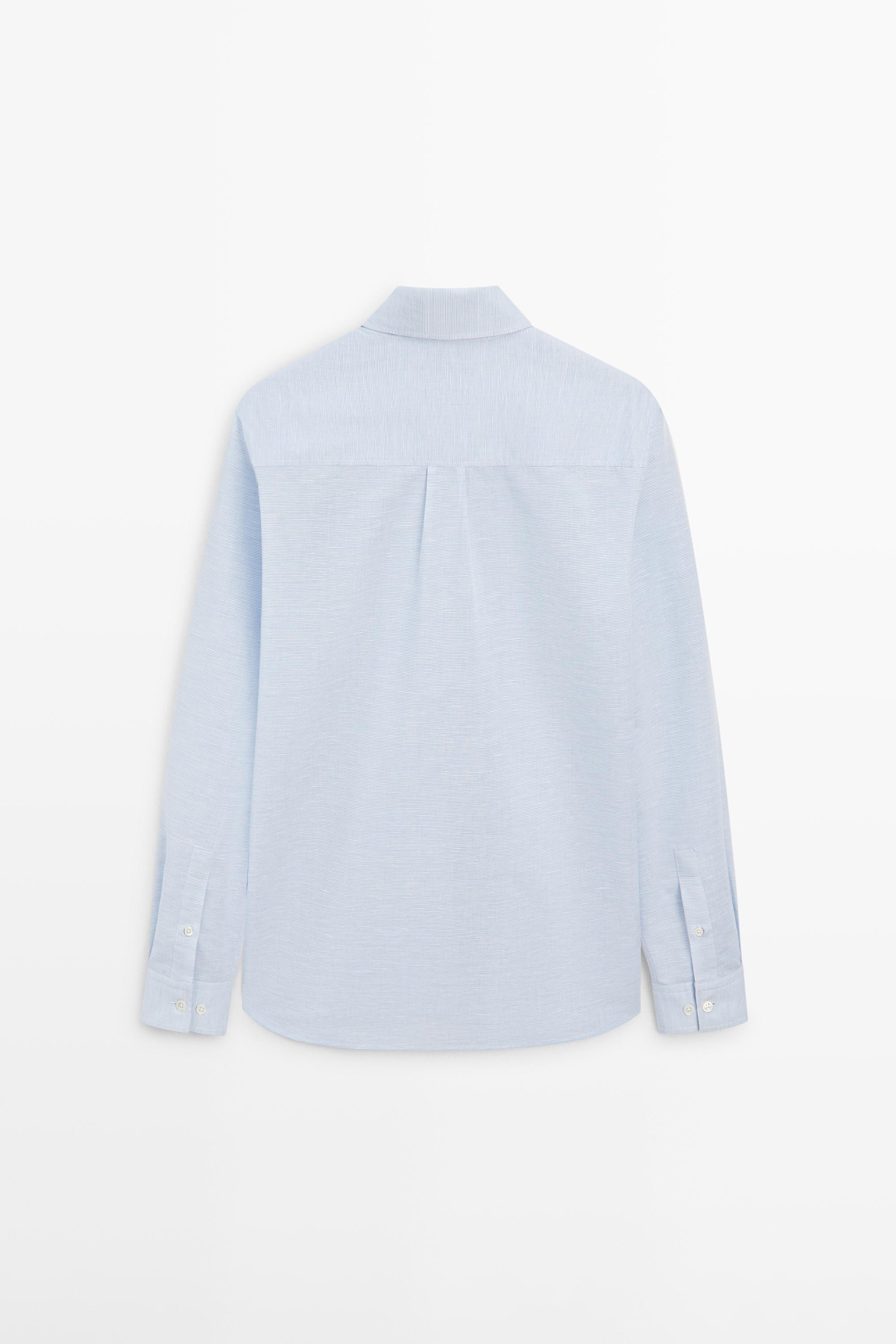 Regular fit linen blend shirt — SKY BLUE