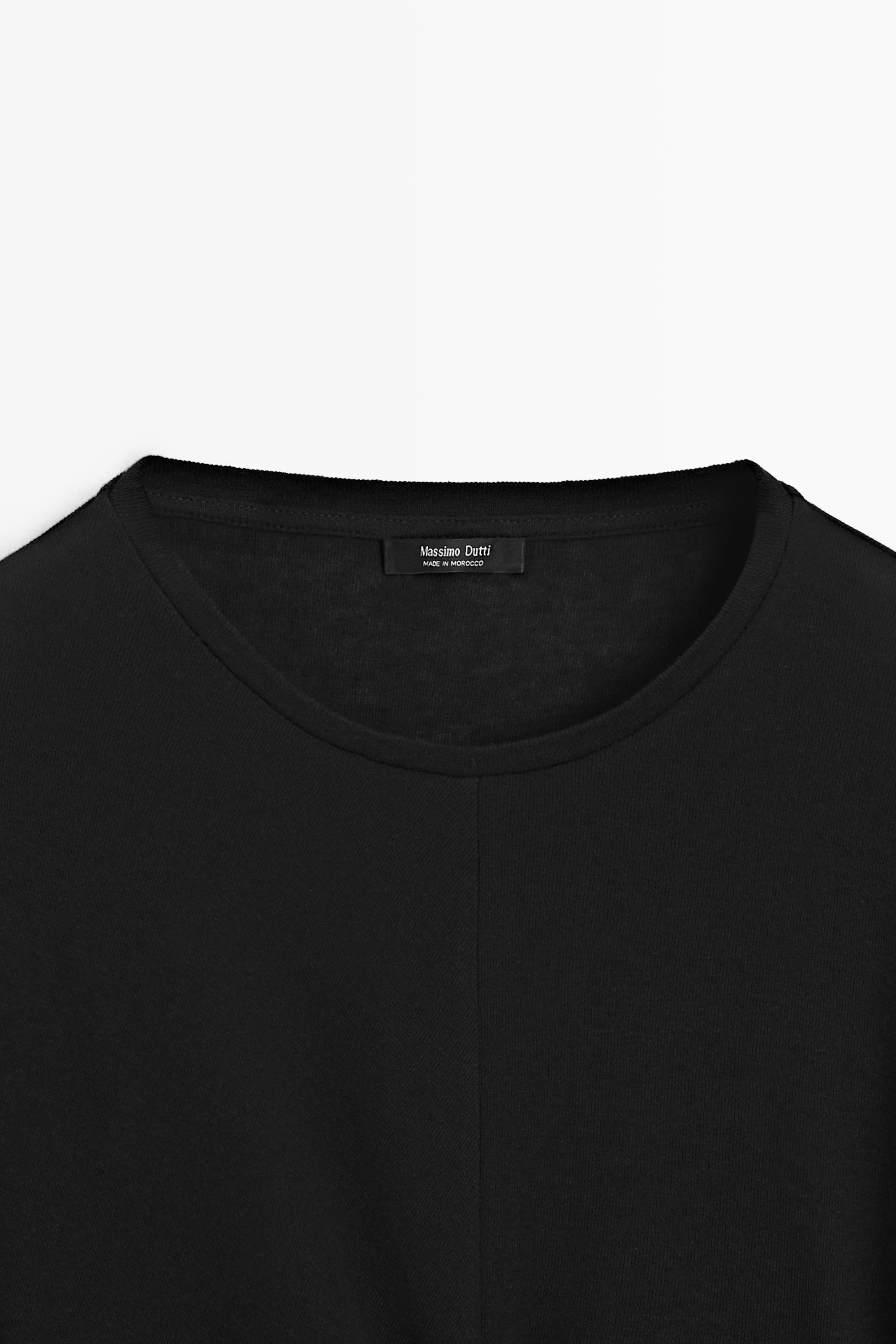 Short sleeve T-shirt with tie detail — BLACK