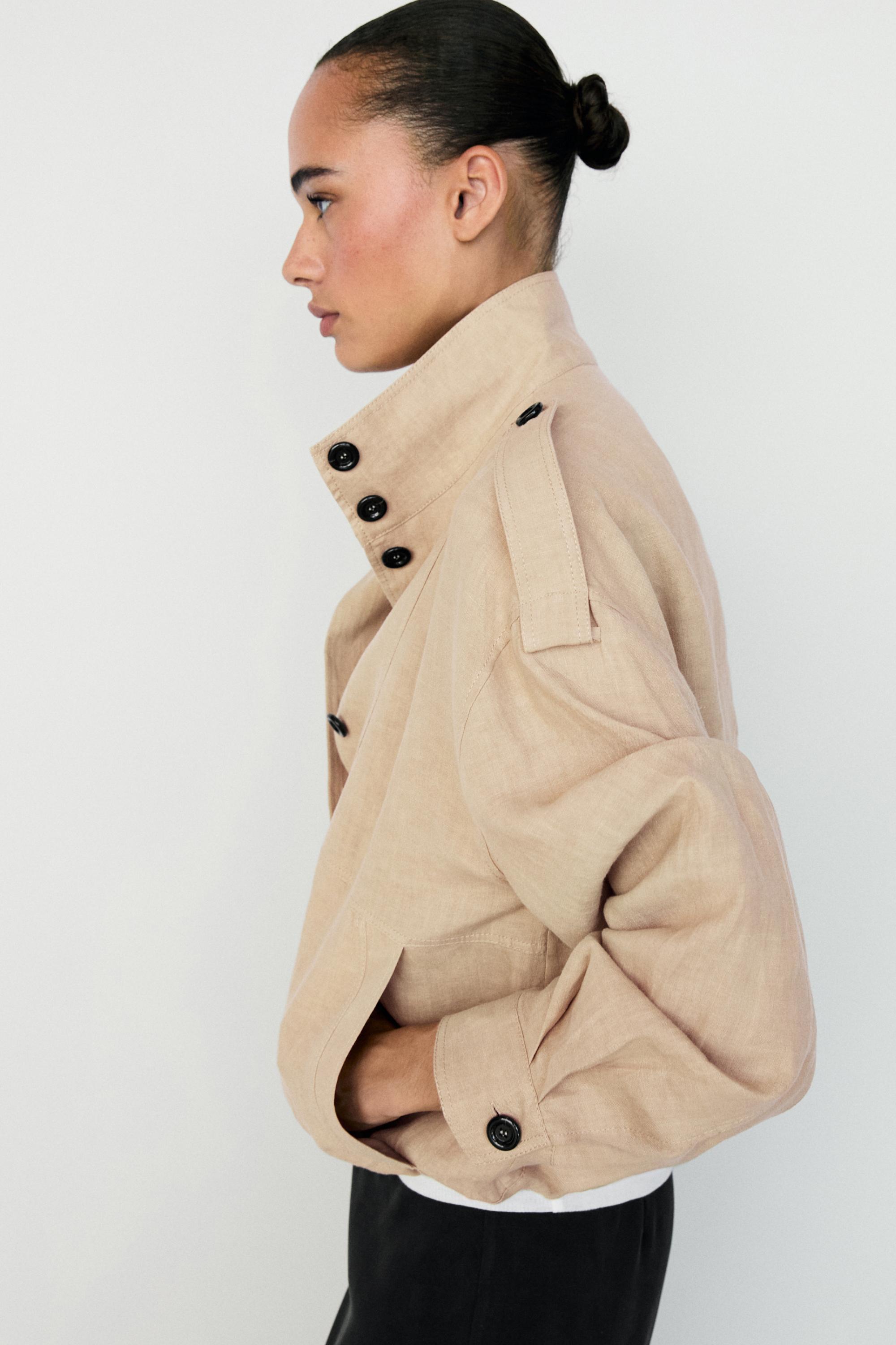 100% linen fluid bomber jacket — MUSTARD YELLOW