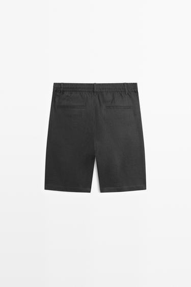 Linen co-ord elastic waist Bermuda shorts — PETROL BLUE 6
