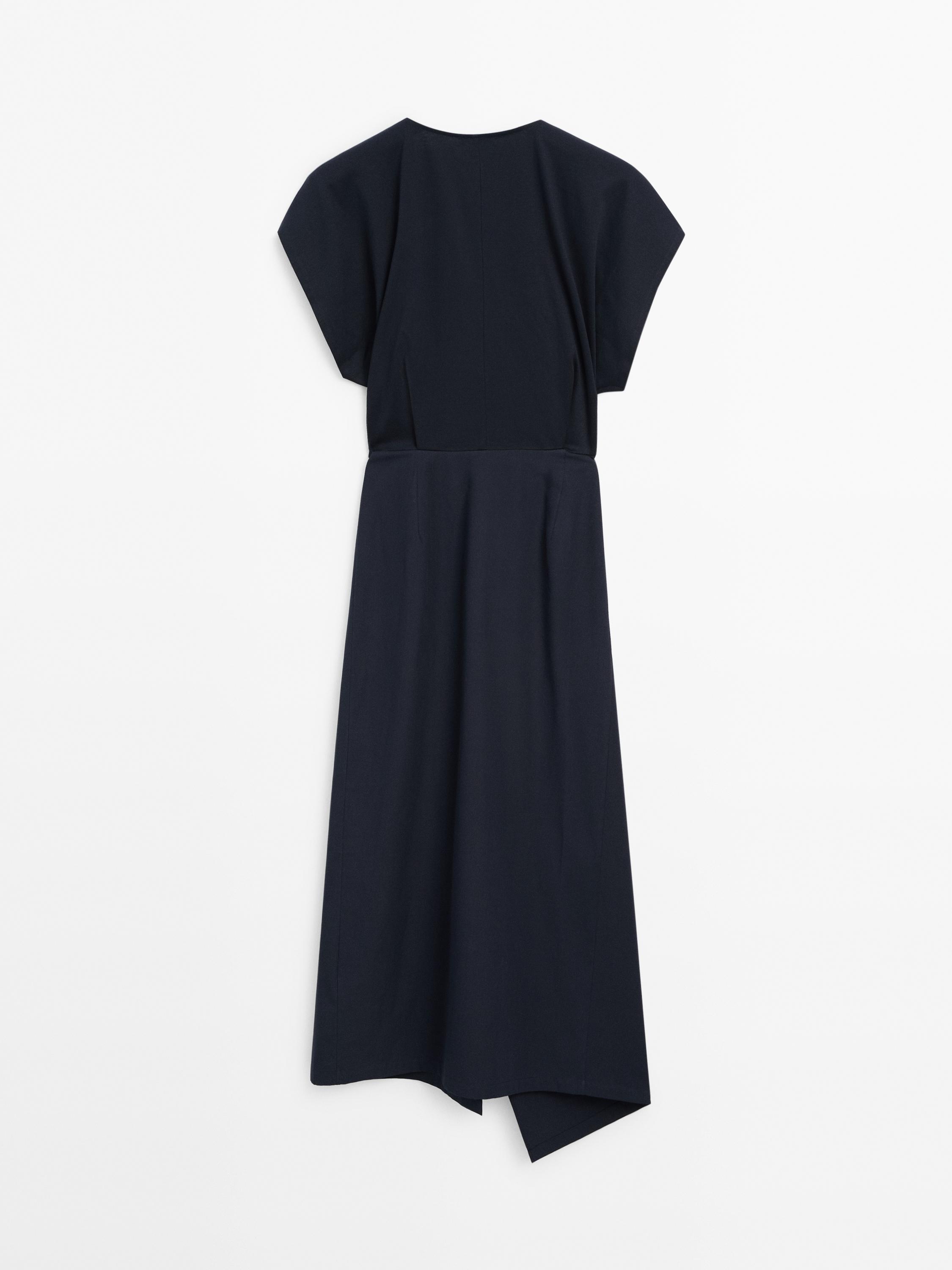 Poplin wrap midi dress