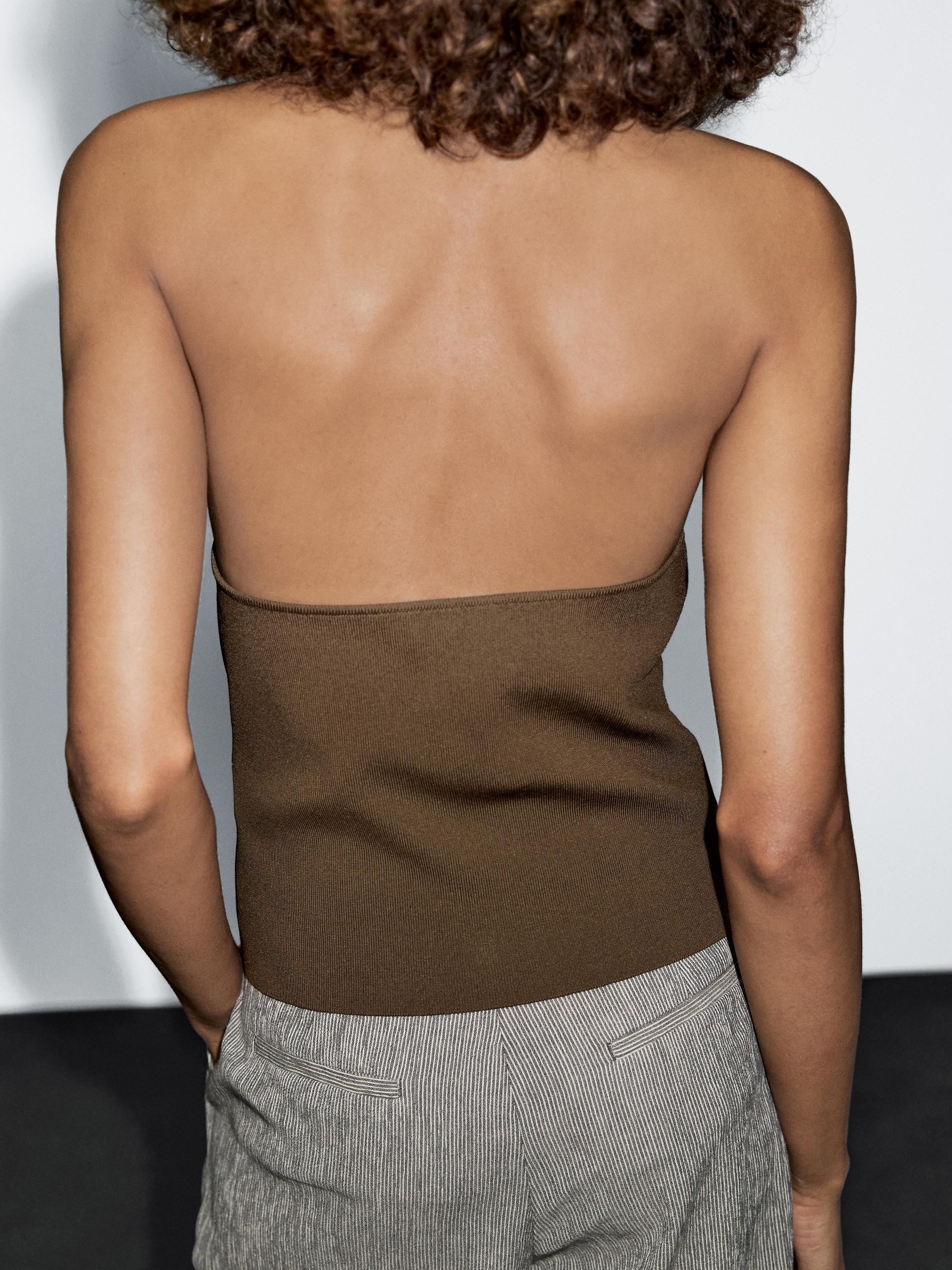 Knit halter neck waistcoat