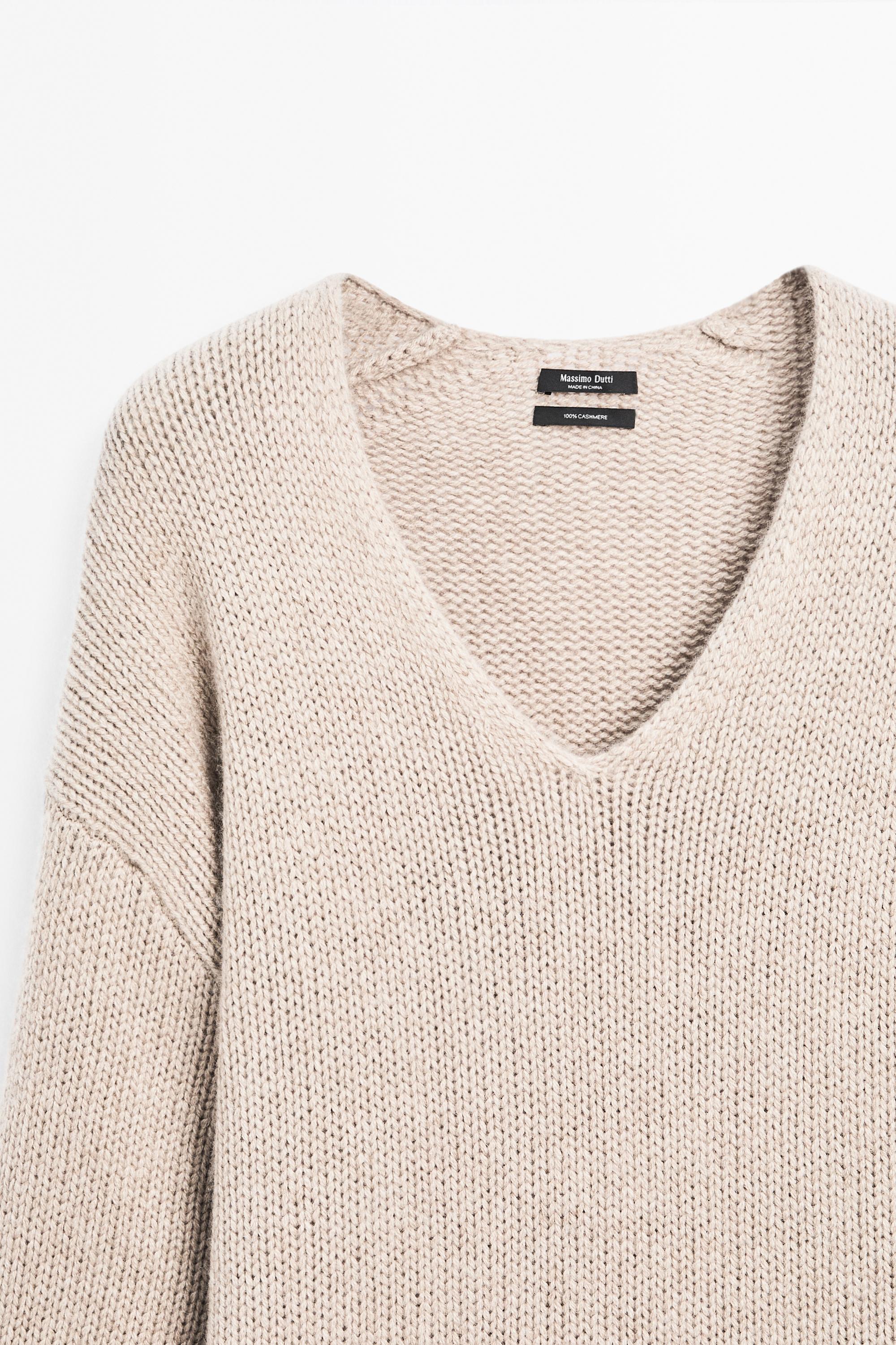 100% cashmere V-neck sweater — MINK