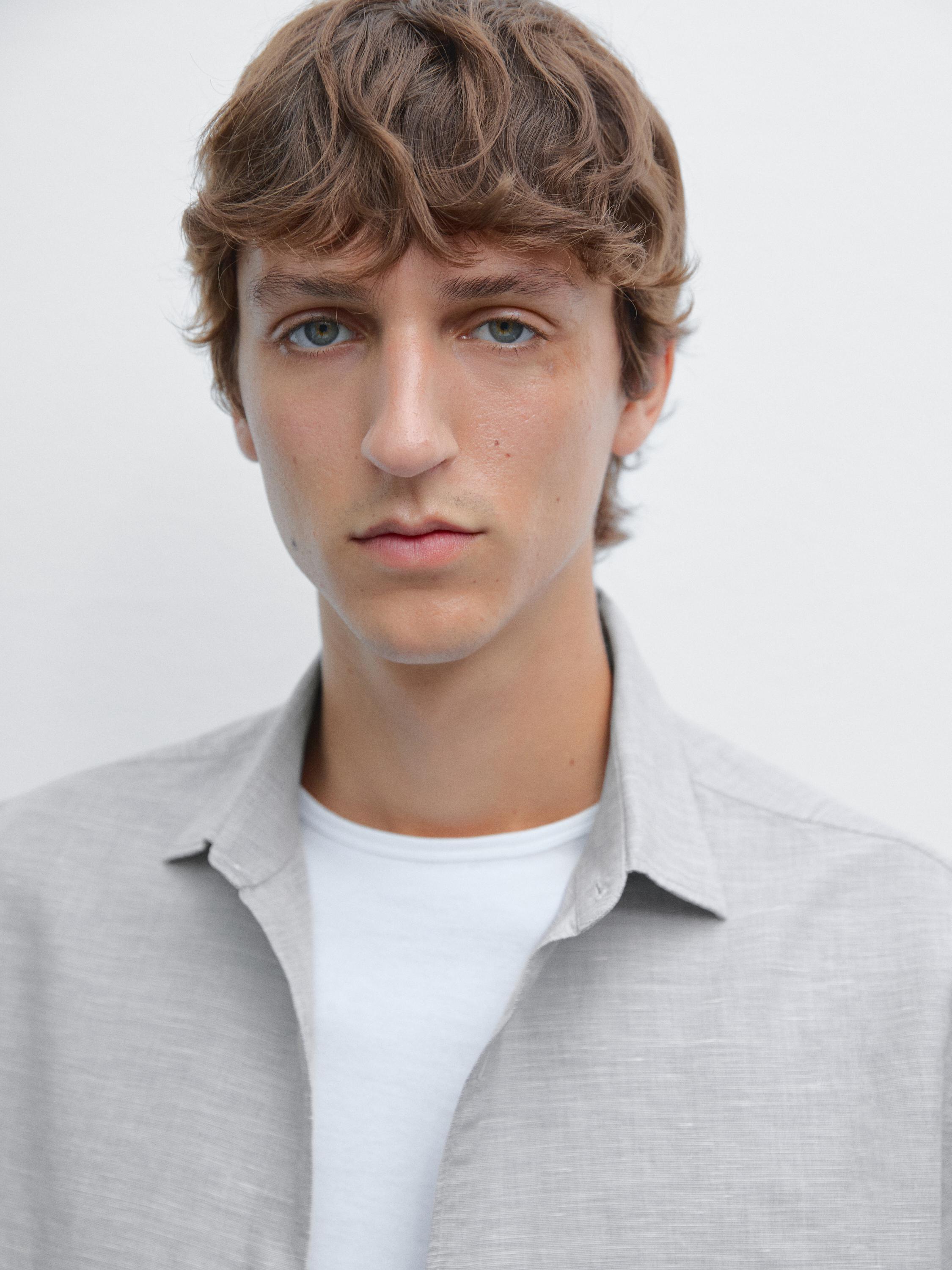 Regular fit кошула со контрастни нишки