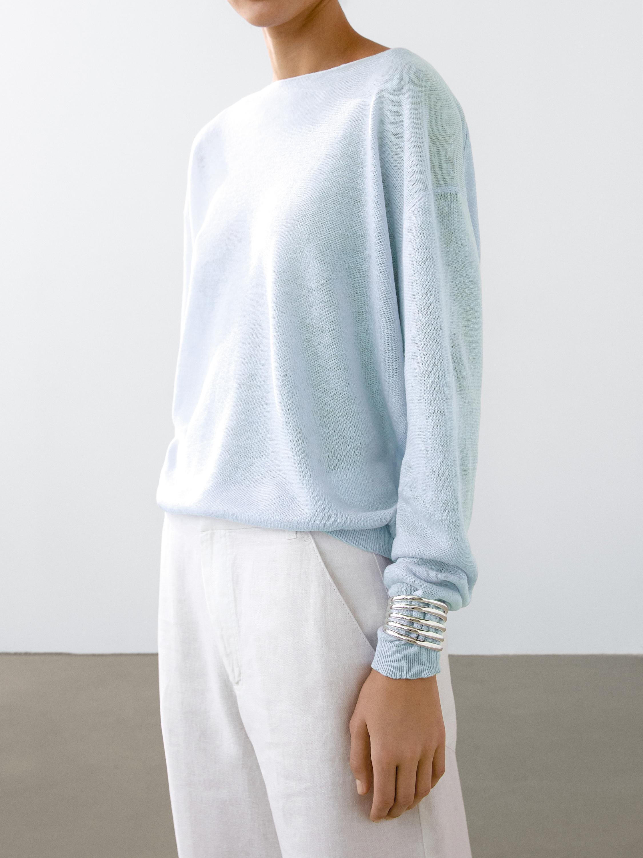 100% linen boat neck sweater