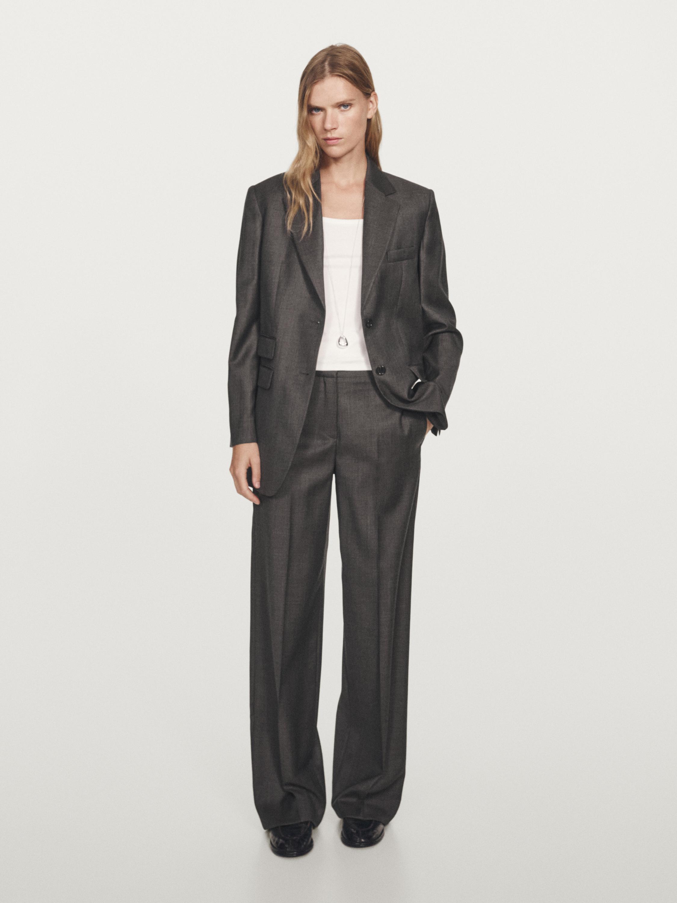 100% wool wide-leg suit trousers