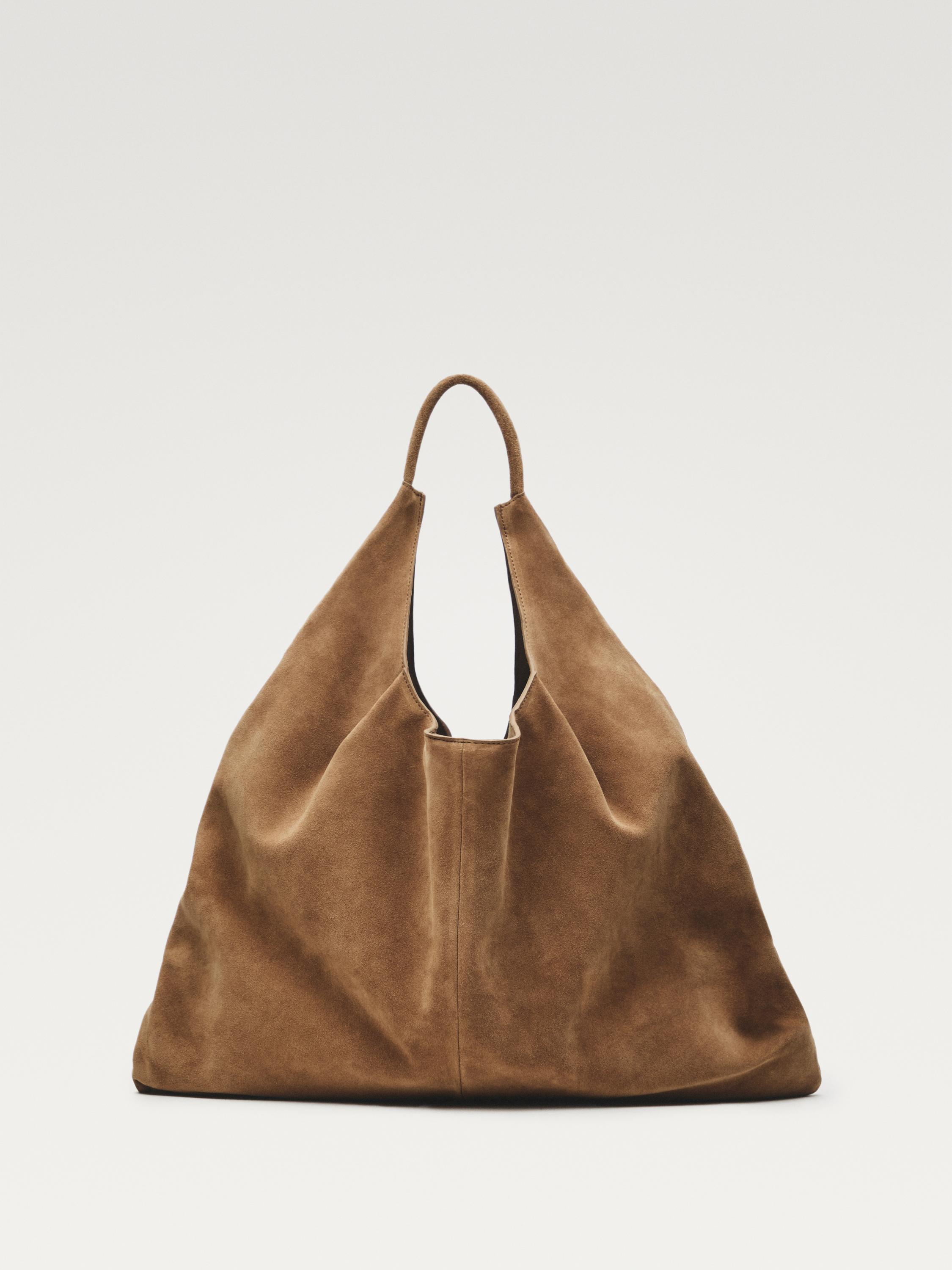 Split leather maxi shopper bag - LIMITED EDITION — SAND