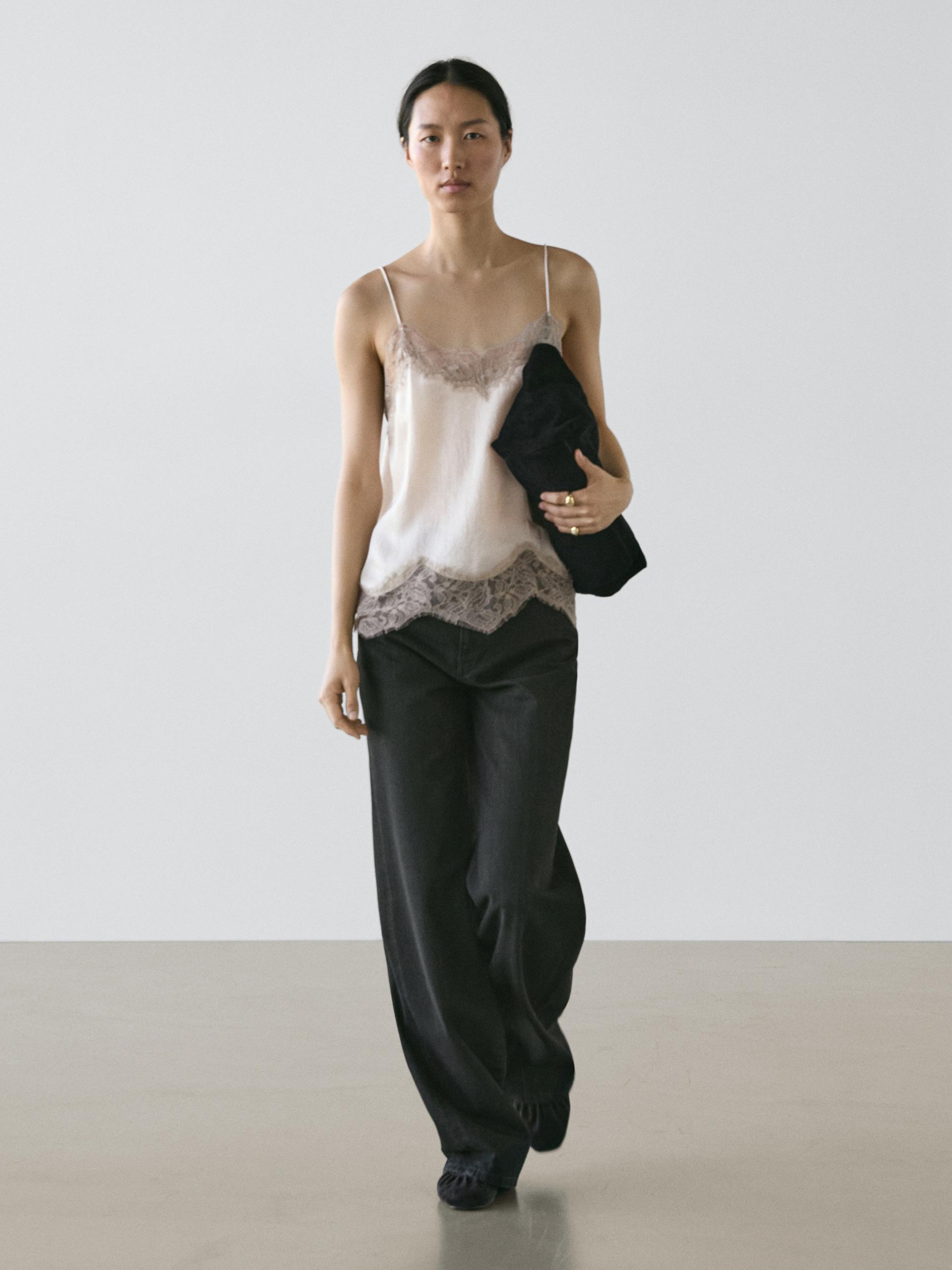 Top Effetto Stropicciato - Beige - Xs - Massimo Dutti - Femminile