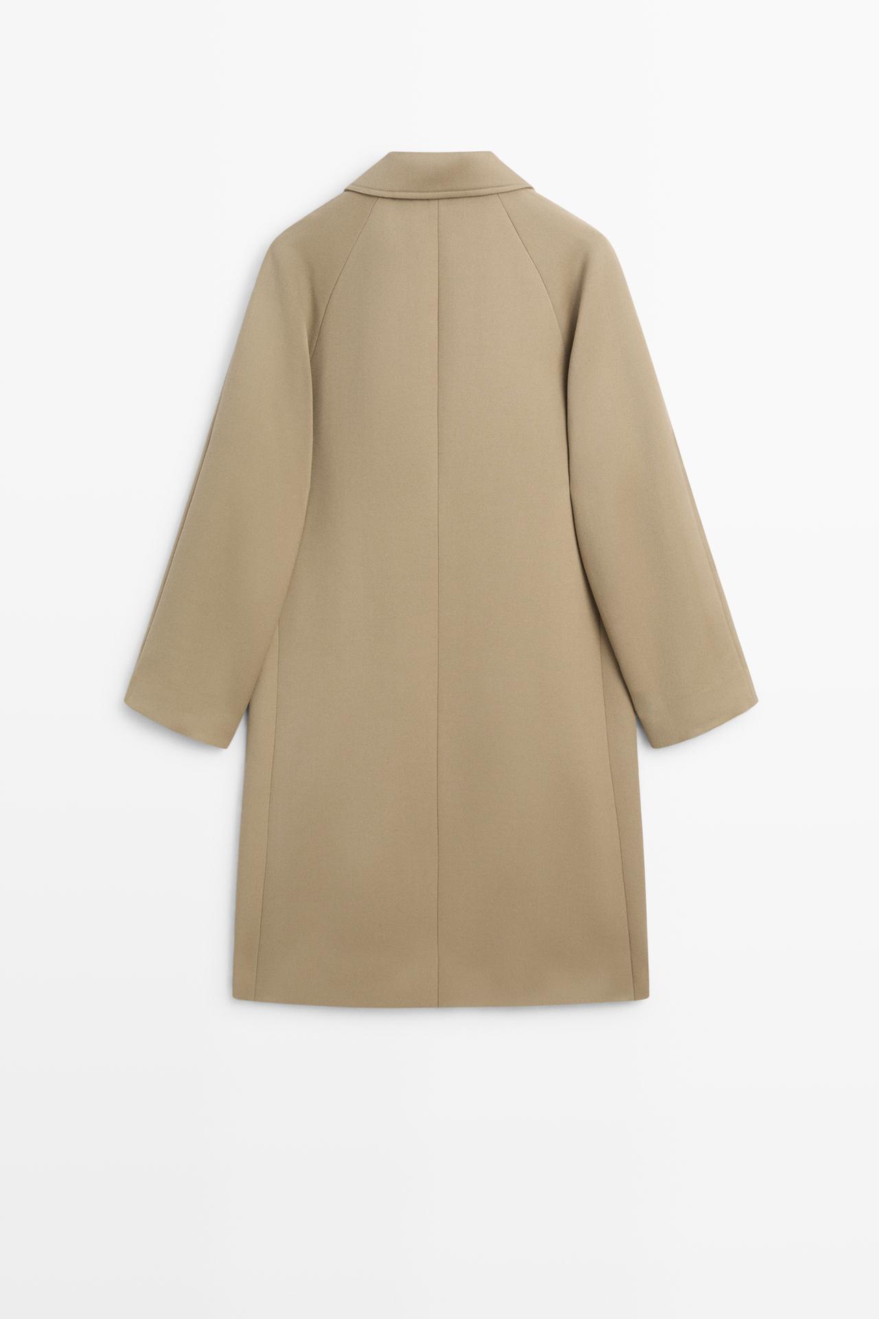 100% wool raglan sleeve coat — BEIGE