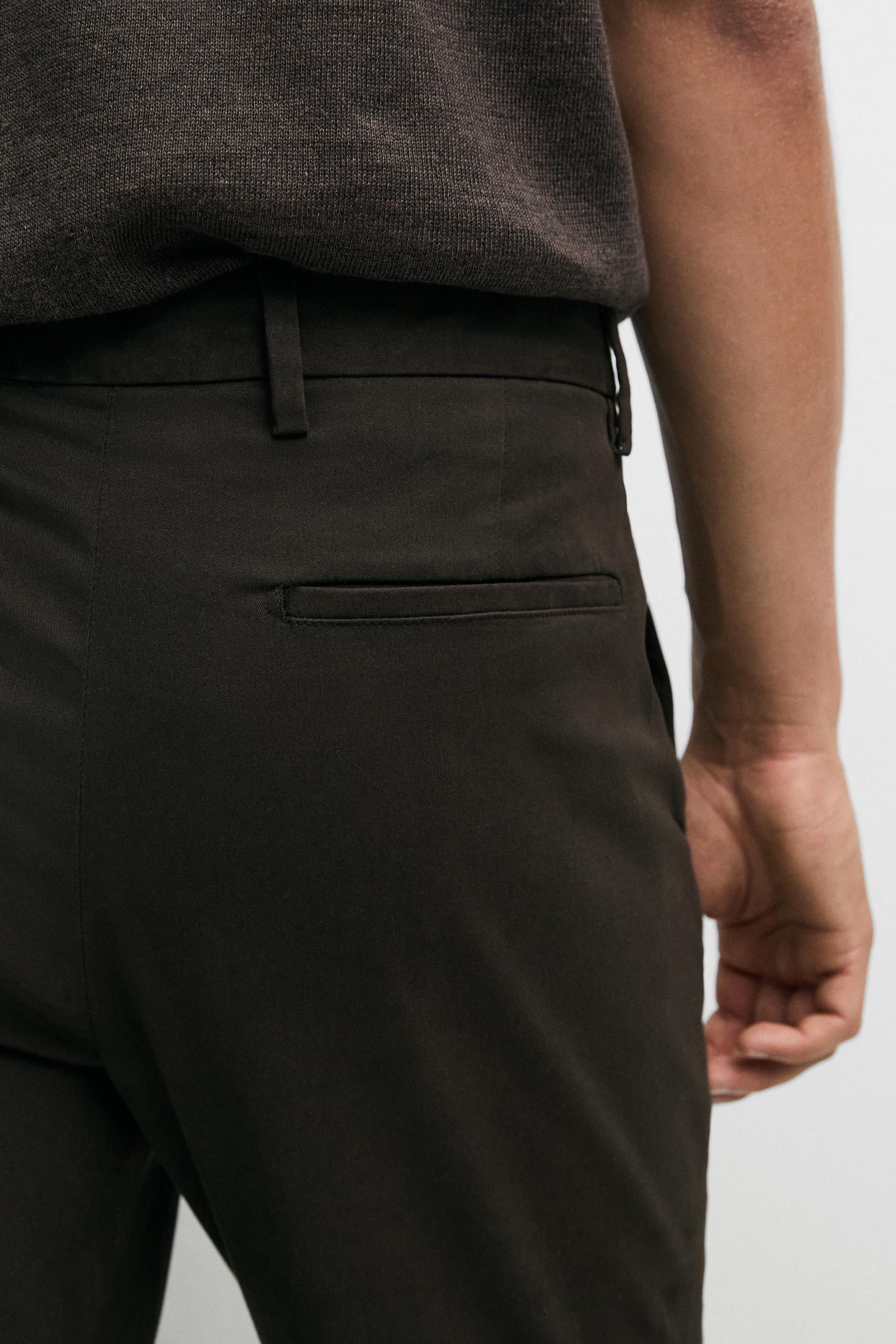 Slim fit cotton trousers — BROWN