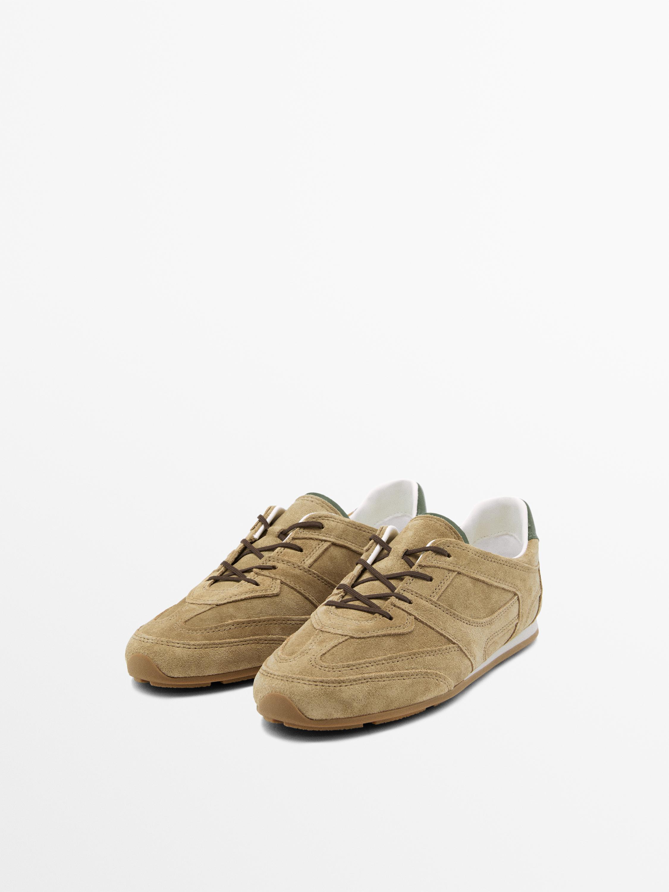 Split leather trainers with piece details — OCHRE