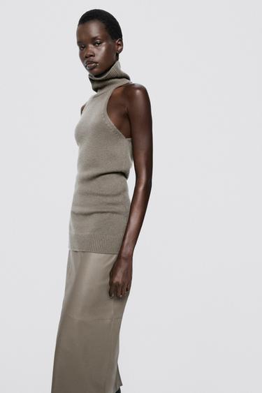 100% Cashmere Halter Knit Top - LIMITED EDITION — MOLE BROWN 3