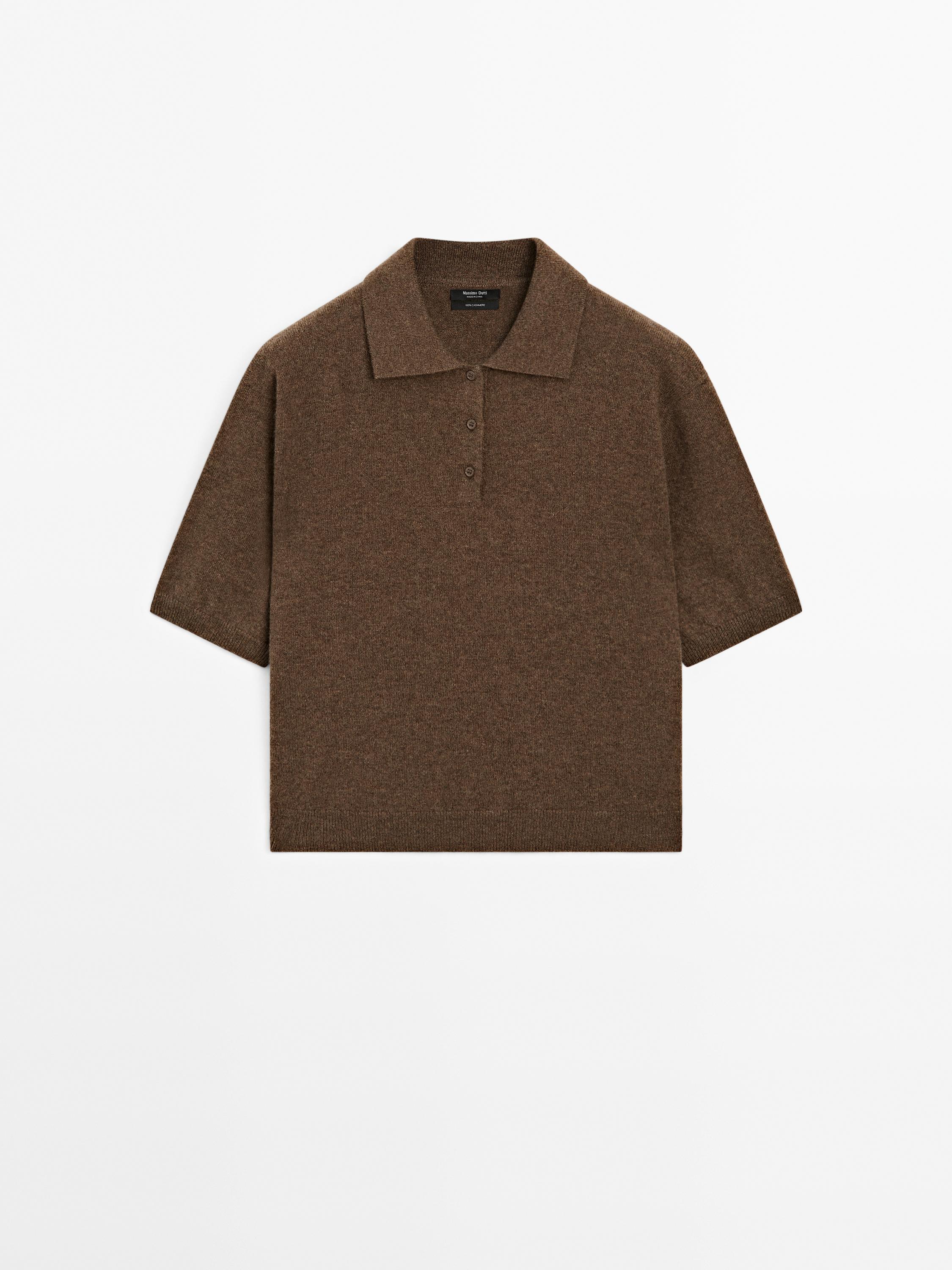 Dzianinowy sweter ze 100% kaszmiru z krótkim rękawem