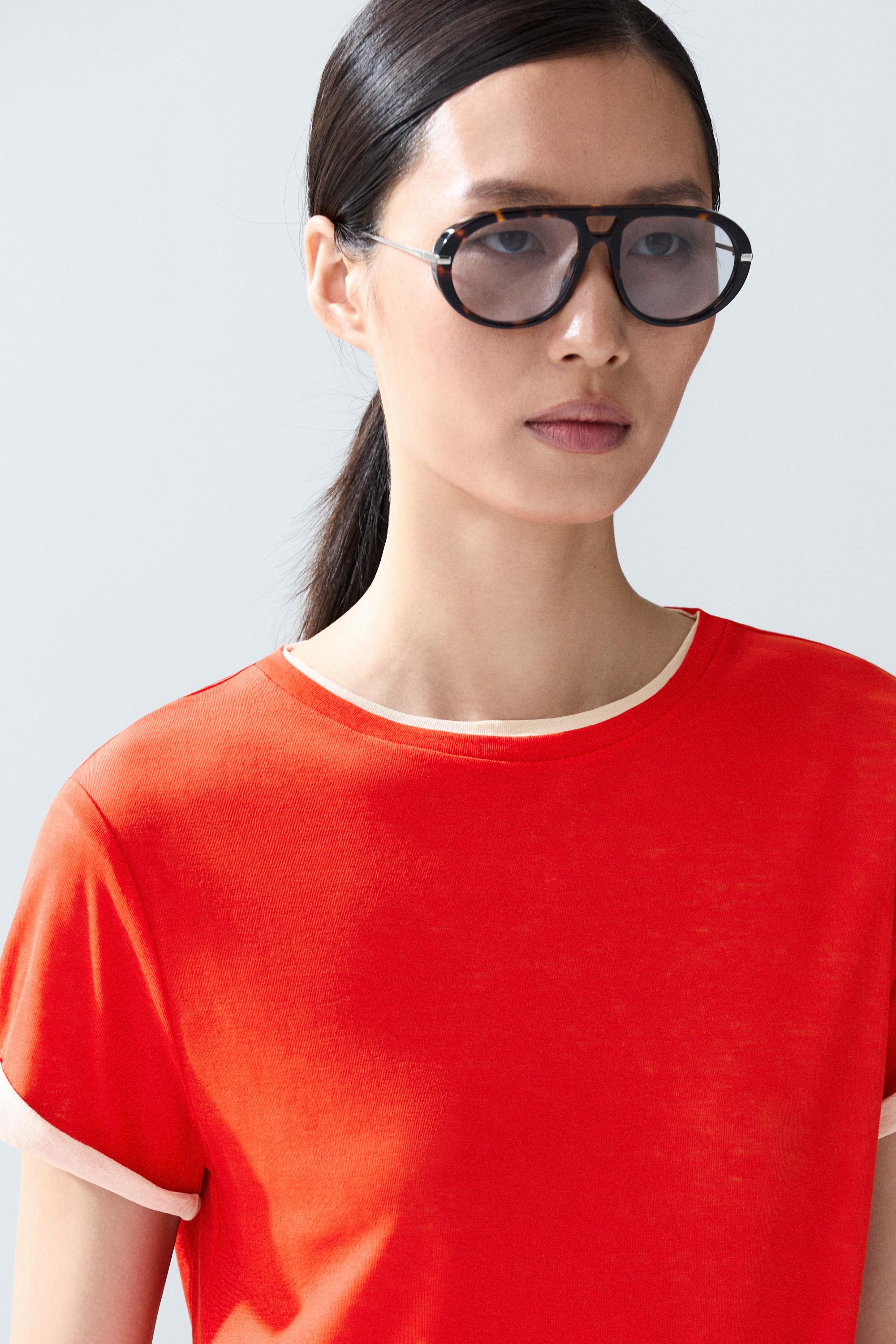 Double-layer short sleeve T-shirt — RED