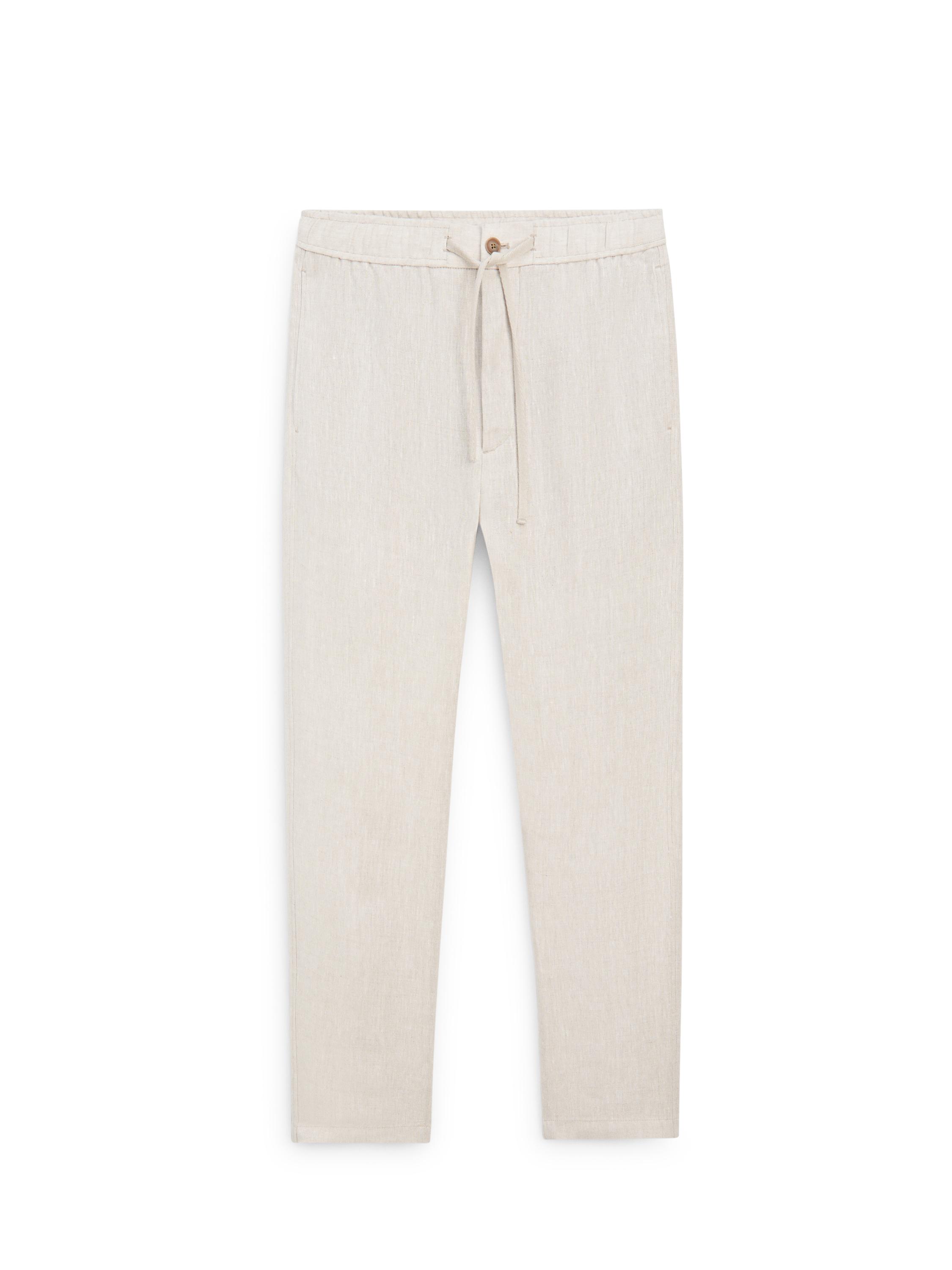 Linen jogger fit pants — BEIGE