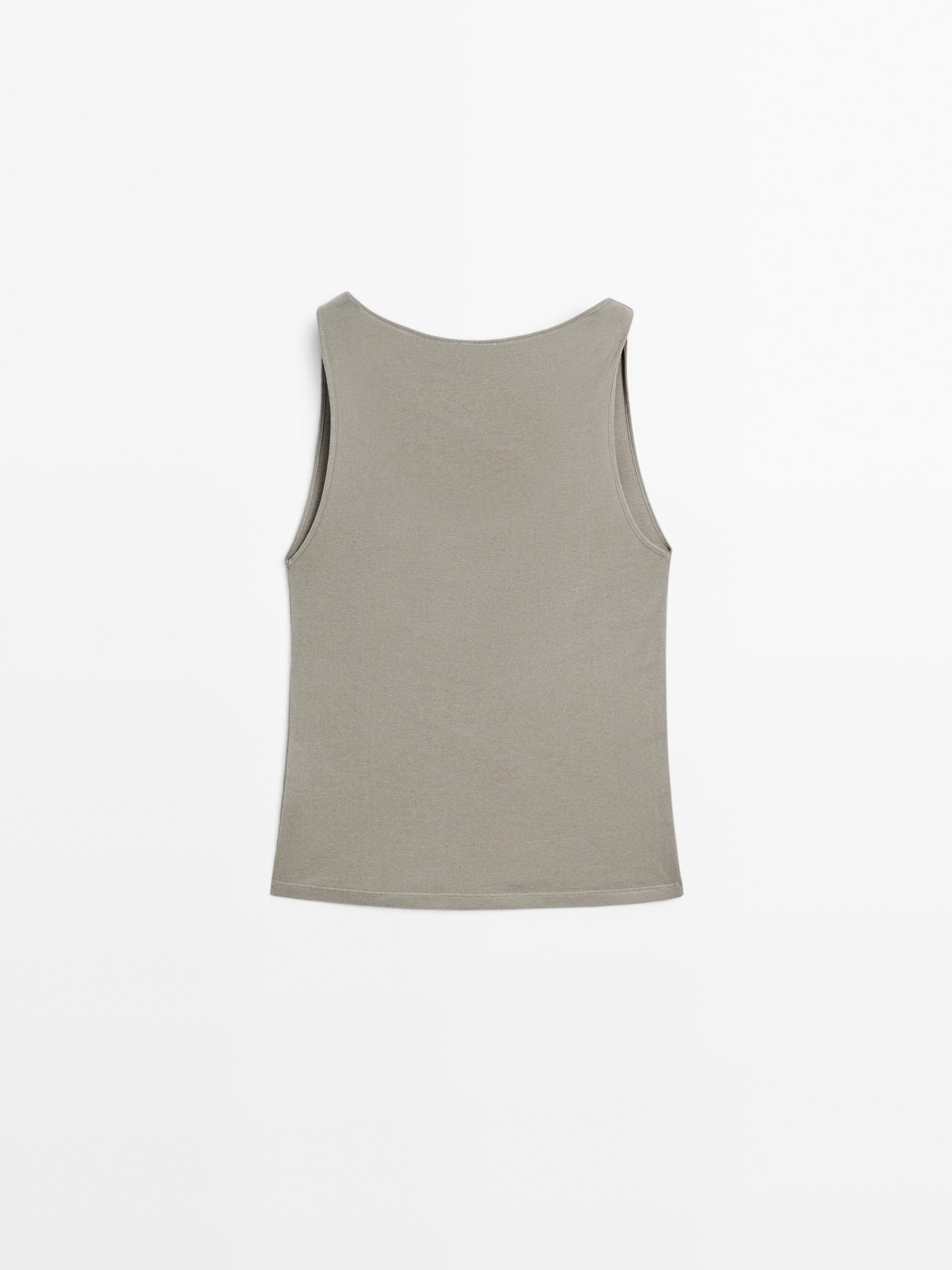 100% cotton top with draped neckline