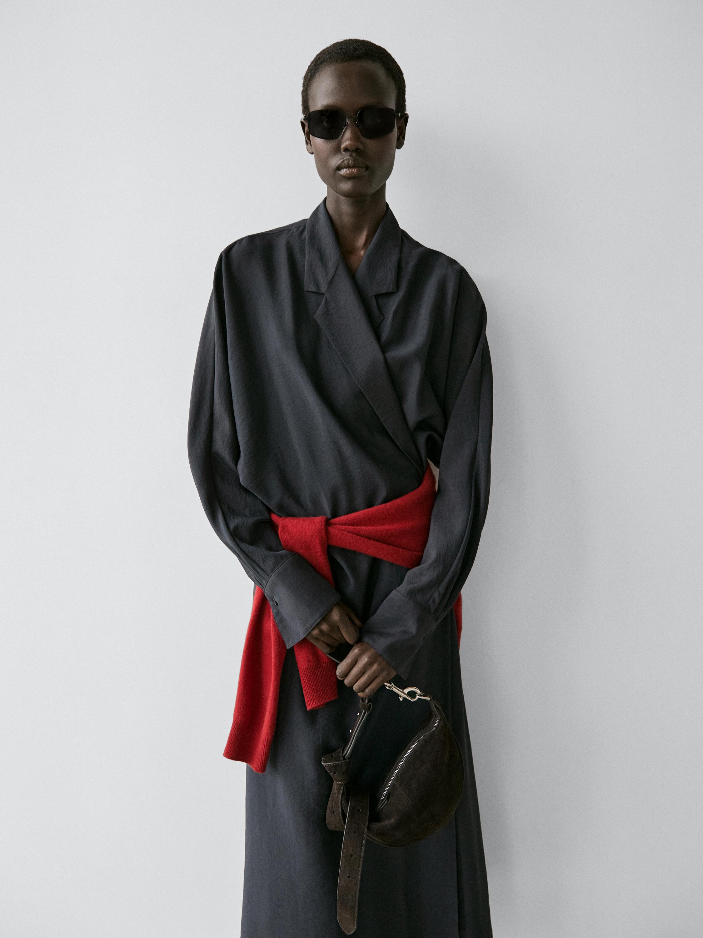 Midi dress with draped detail — LEAD