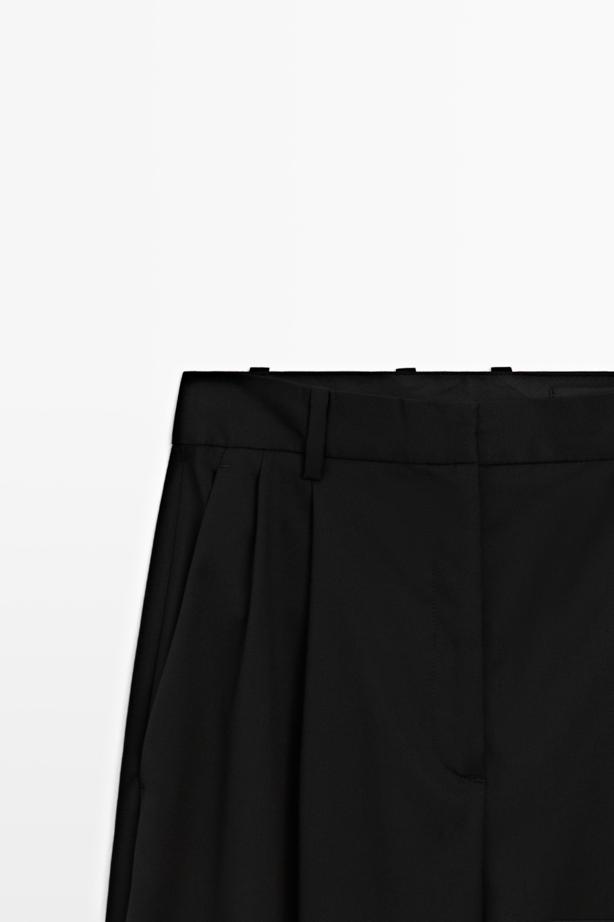 Extra fine wool pleated pants — BLACK