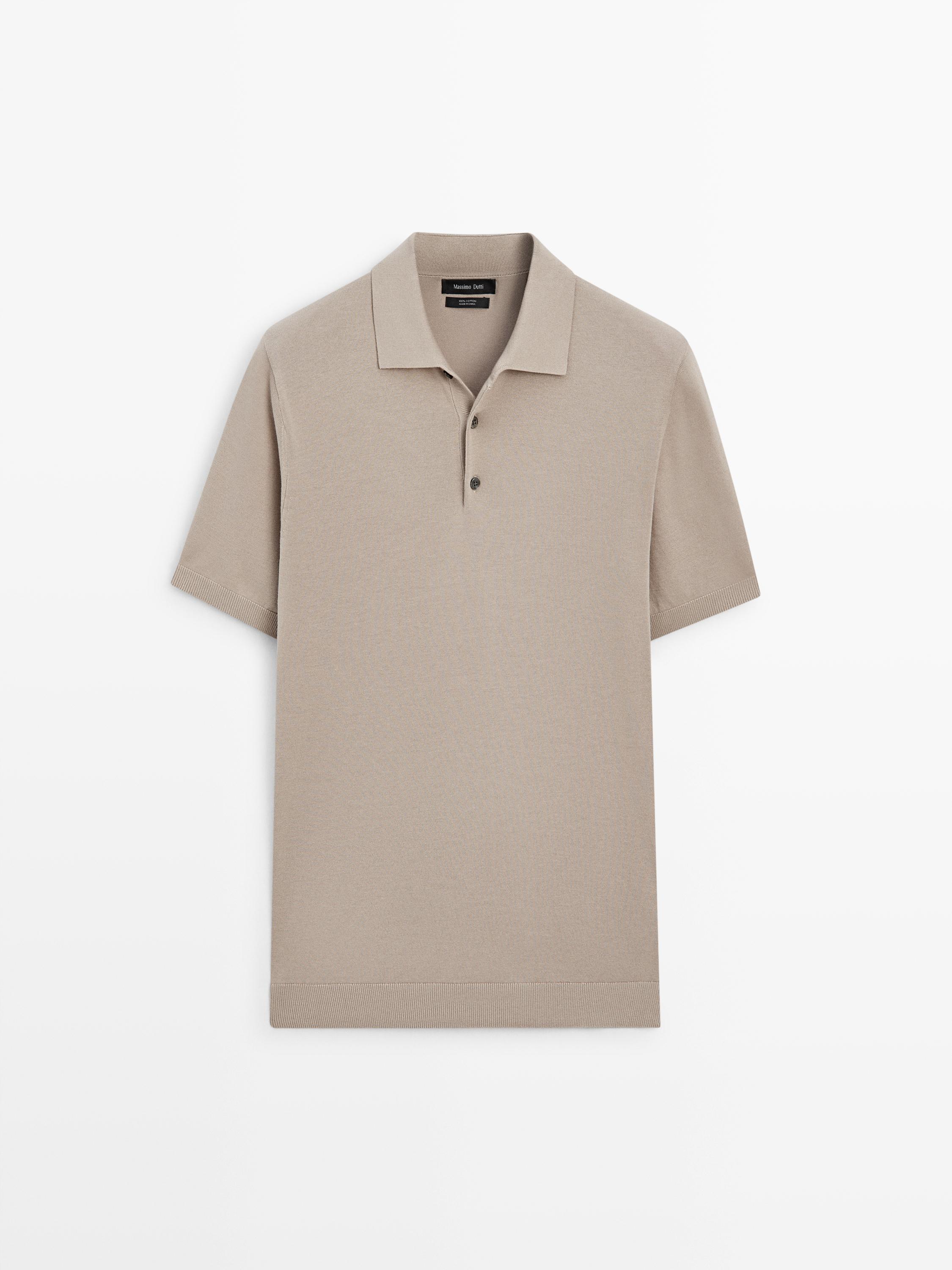 100% cotton knit polo shirt — BEIGE