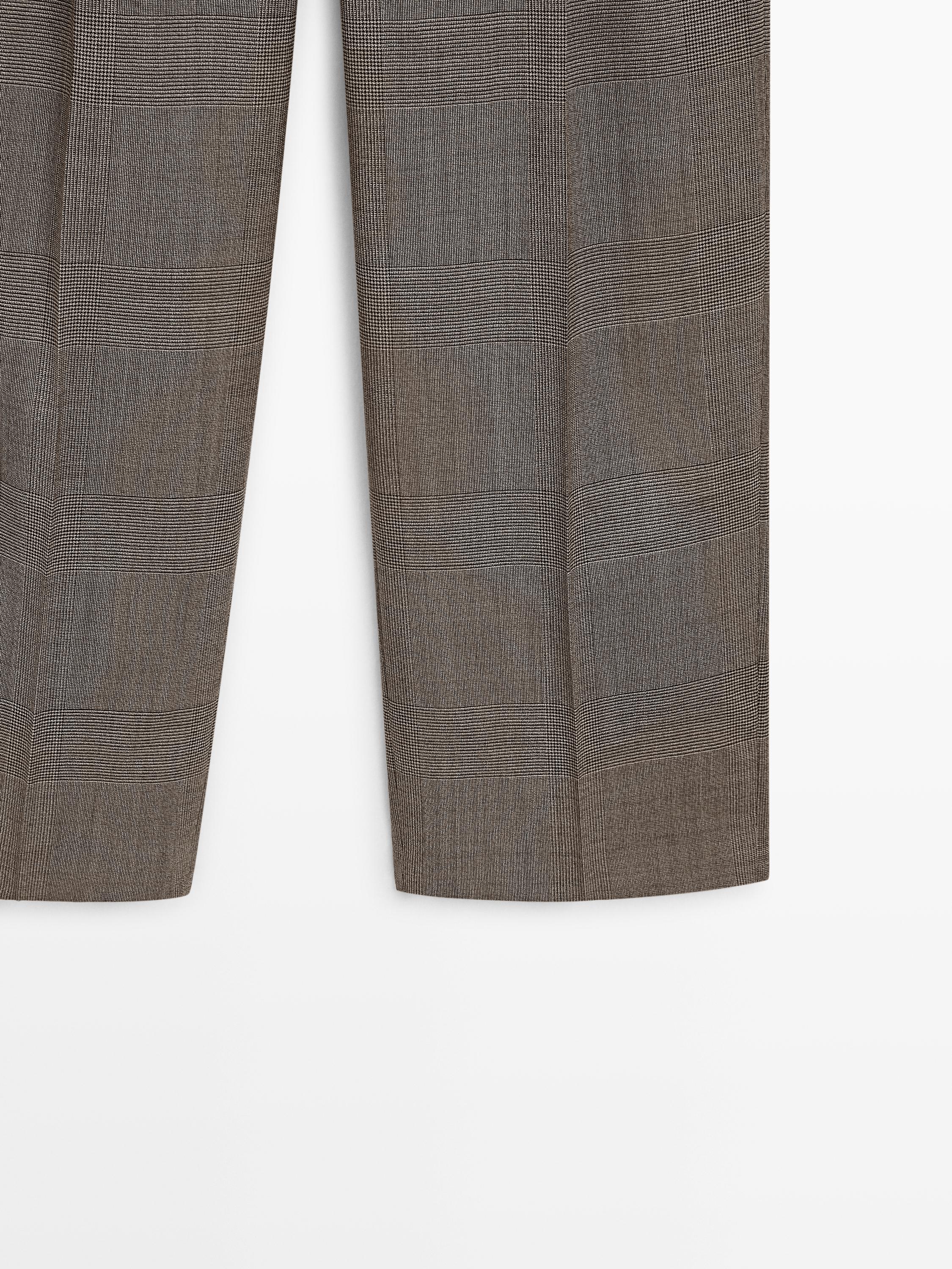 Check wool suit trousers — BEIGE