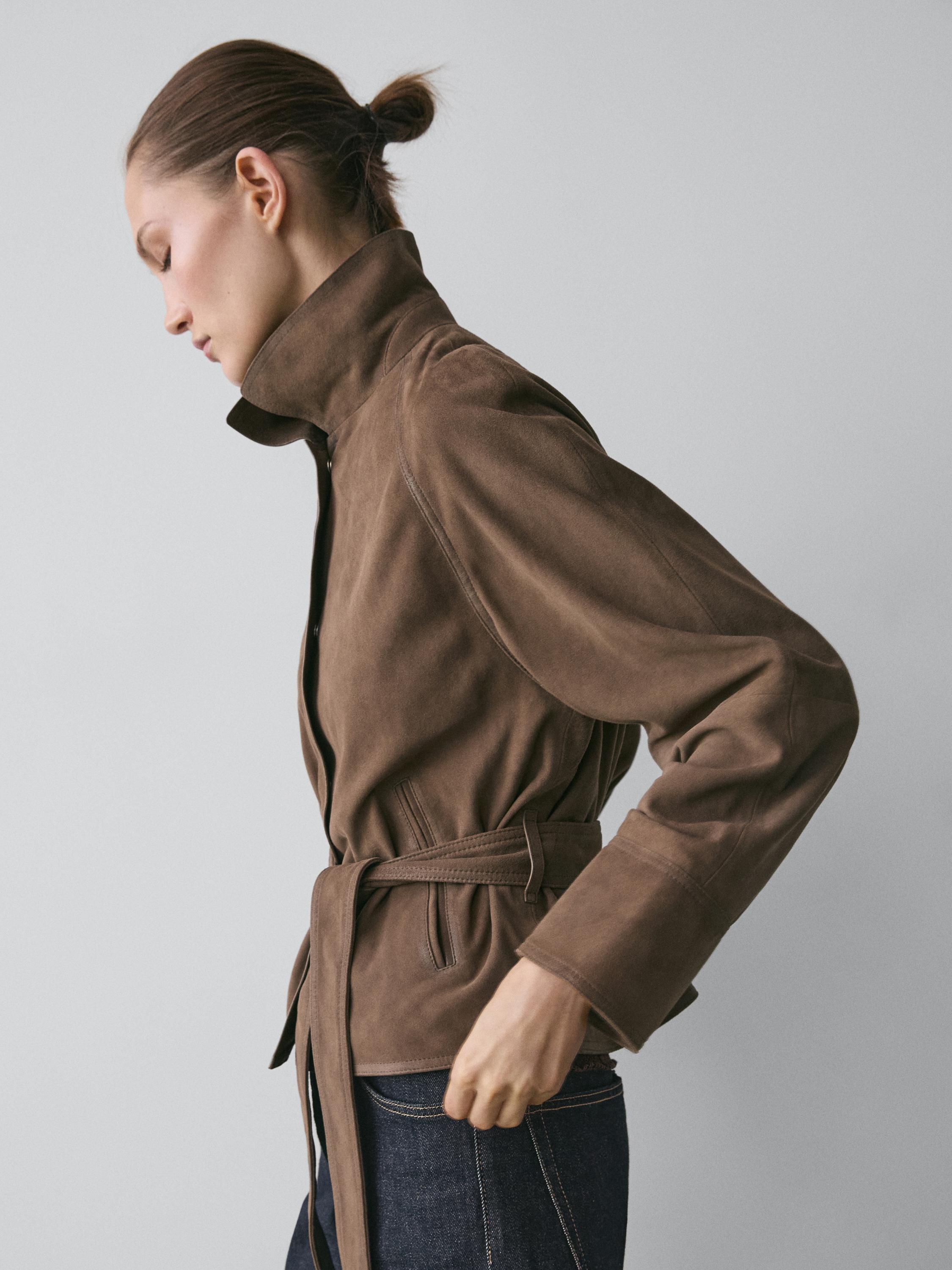 Jacke aus Nappaleder mit Gürtel