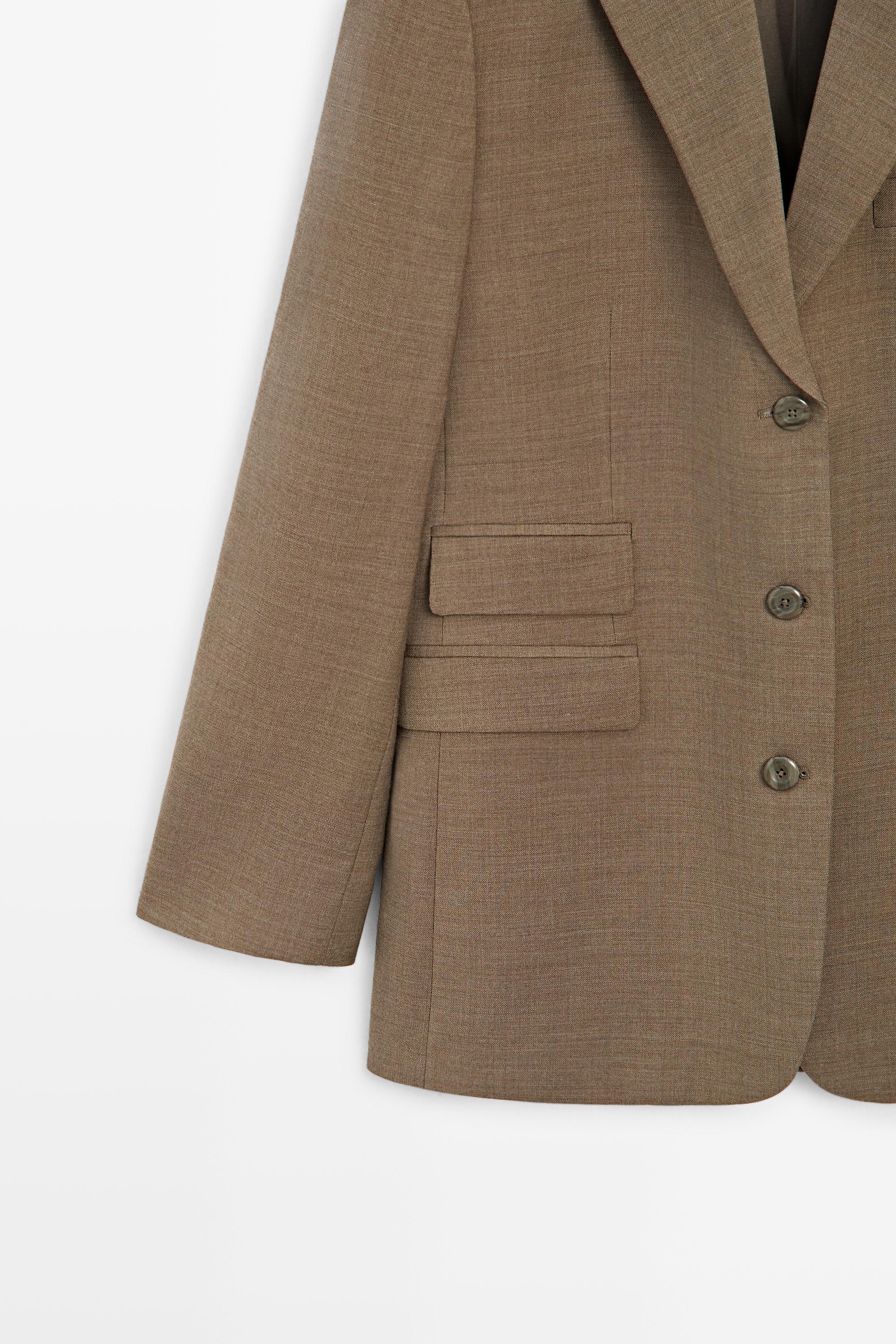Melange 100% wool suit blazer — CAMEL