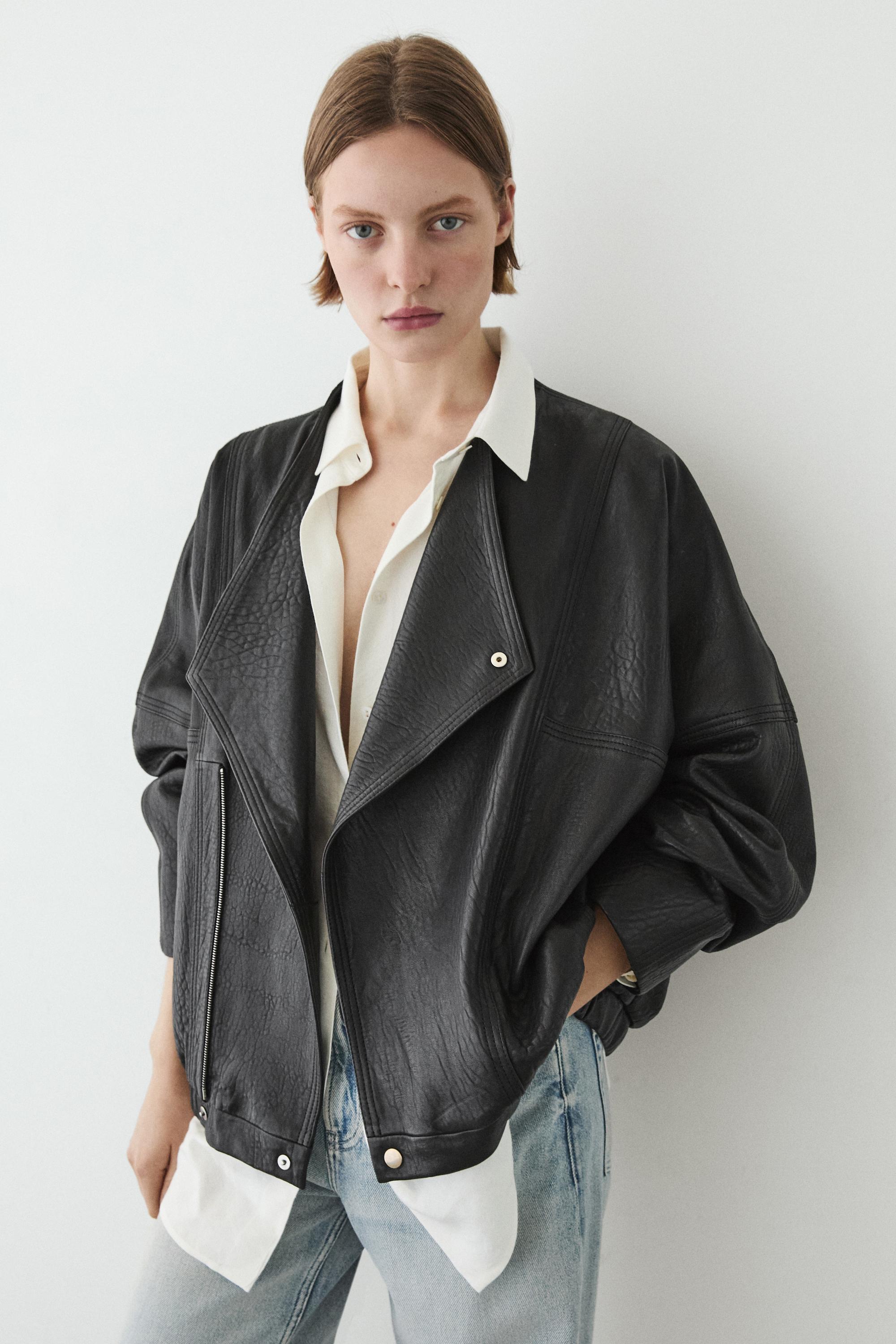 Leather bomber jacket · Black · Bomberâ Jacket | Massimo Dutti