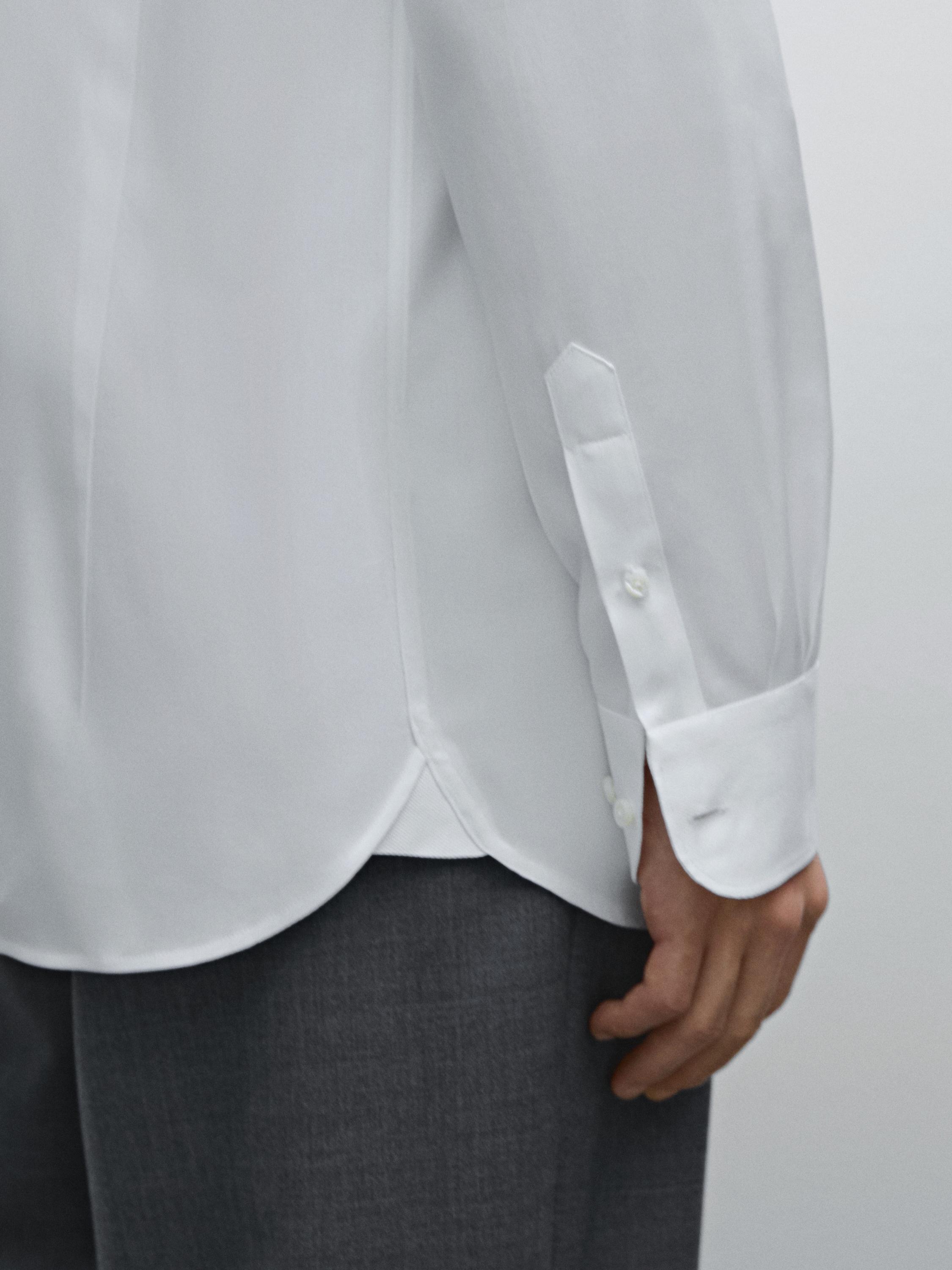 Slim fit 100% cotton twill shirt — WHITE