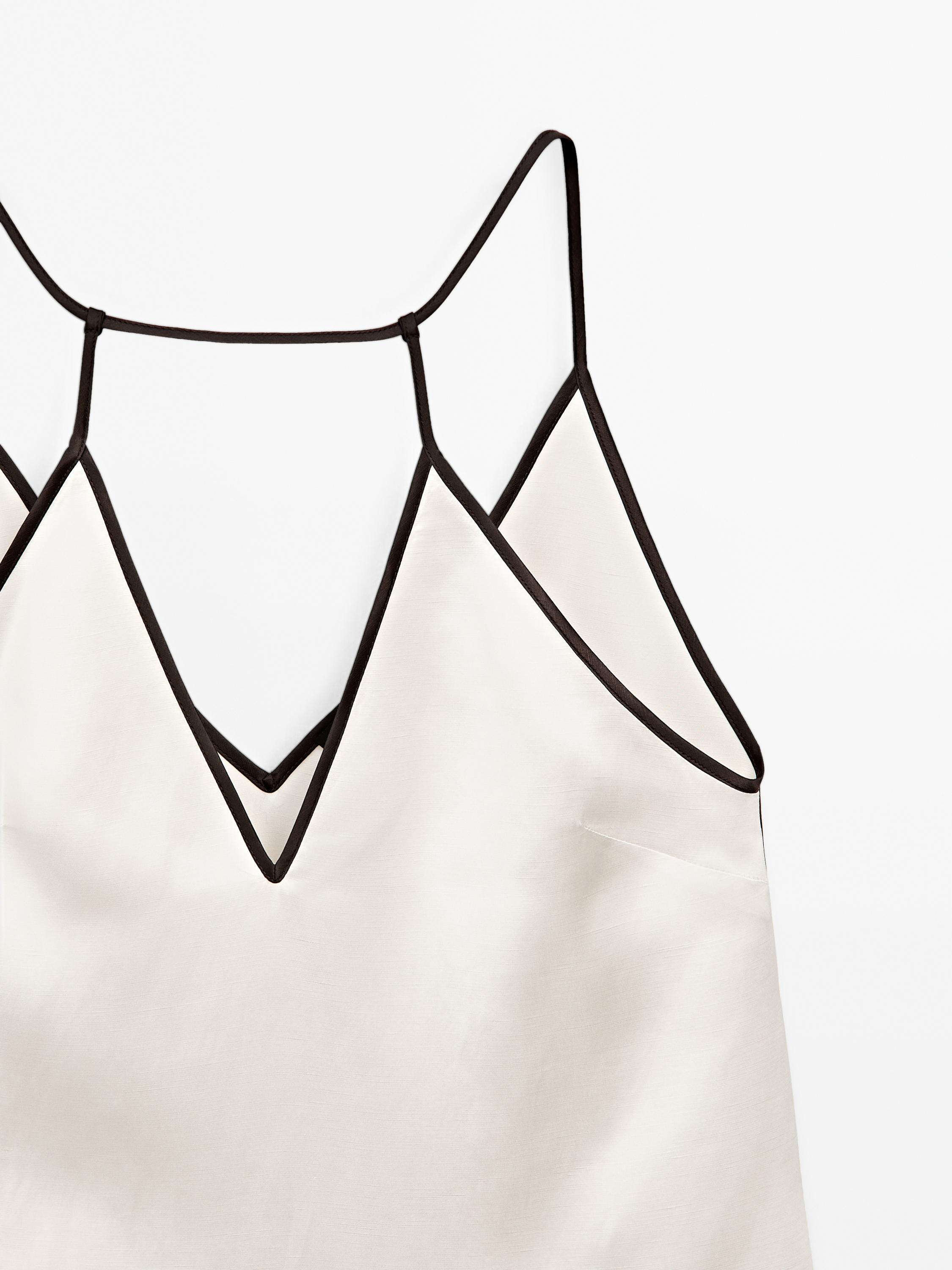 Satin halter top with trims