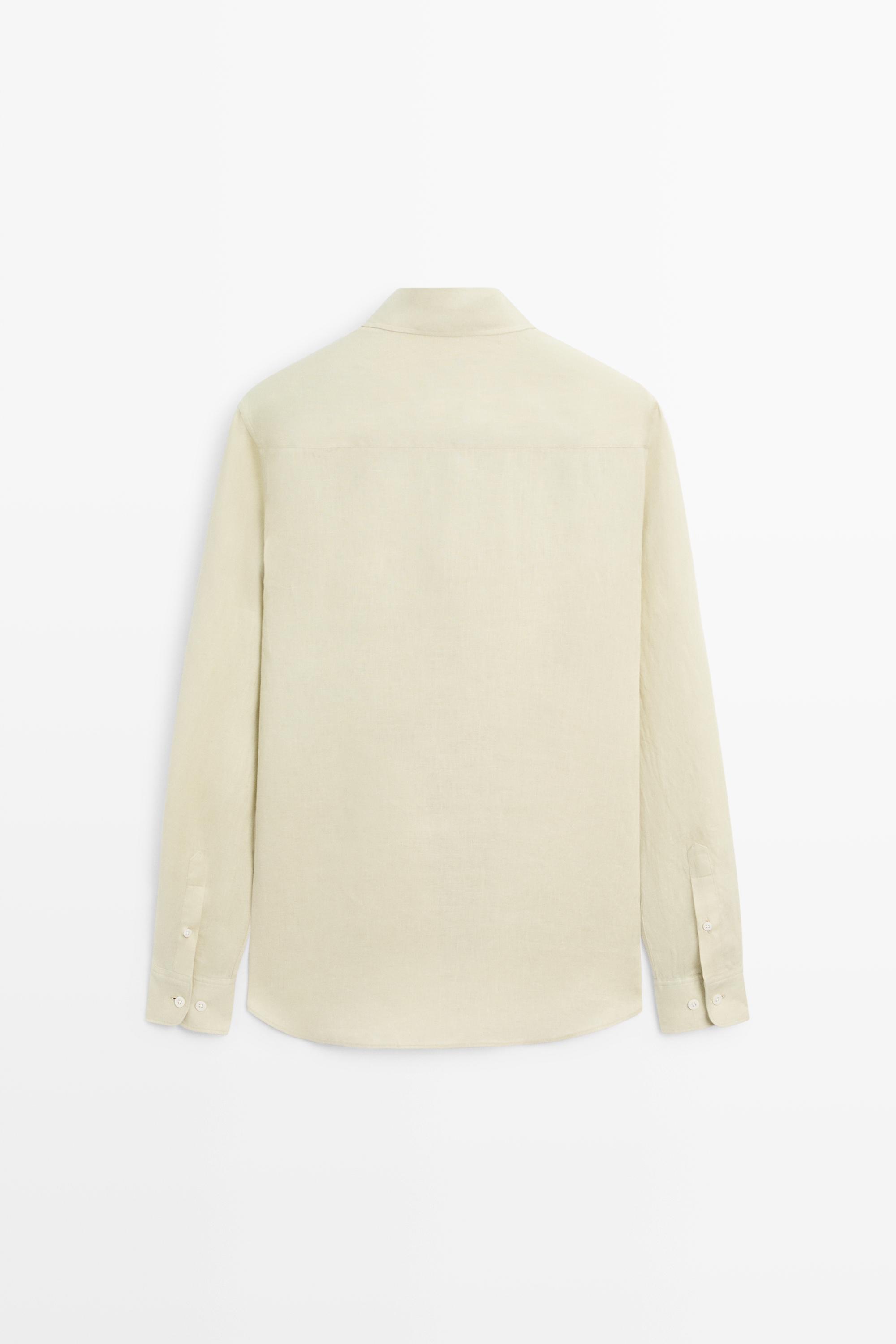 Slim fit 100% linen shirt — PALE GREEN