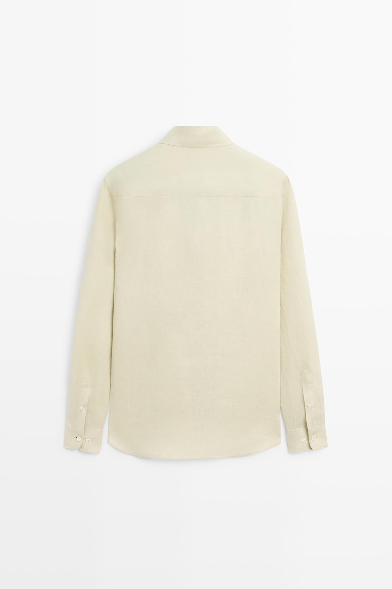 Slim fit 100% linen shirt — PALE GREEN