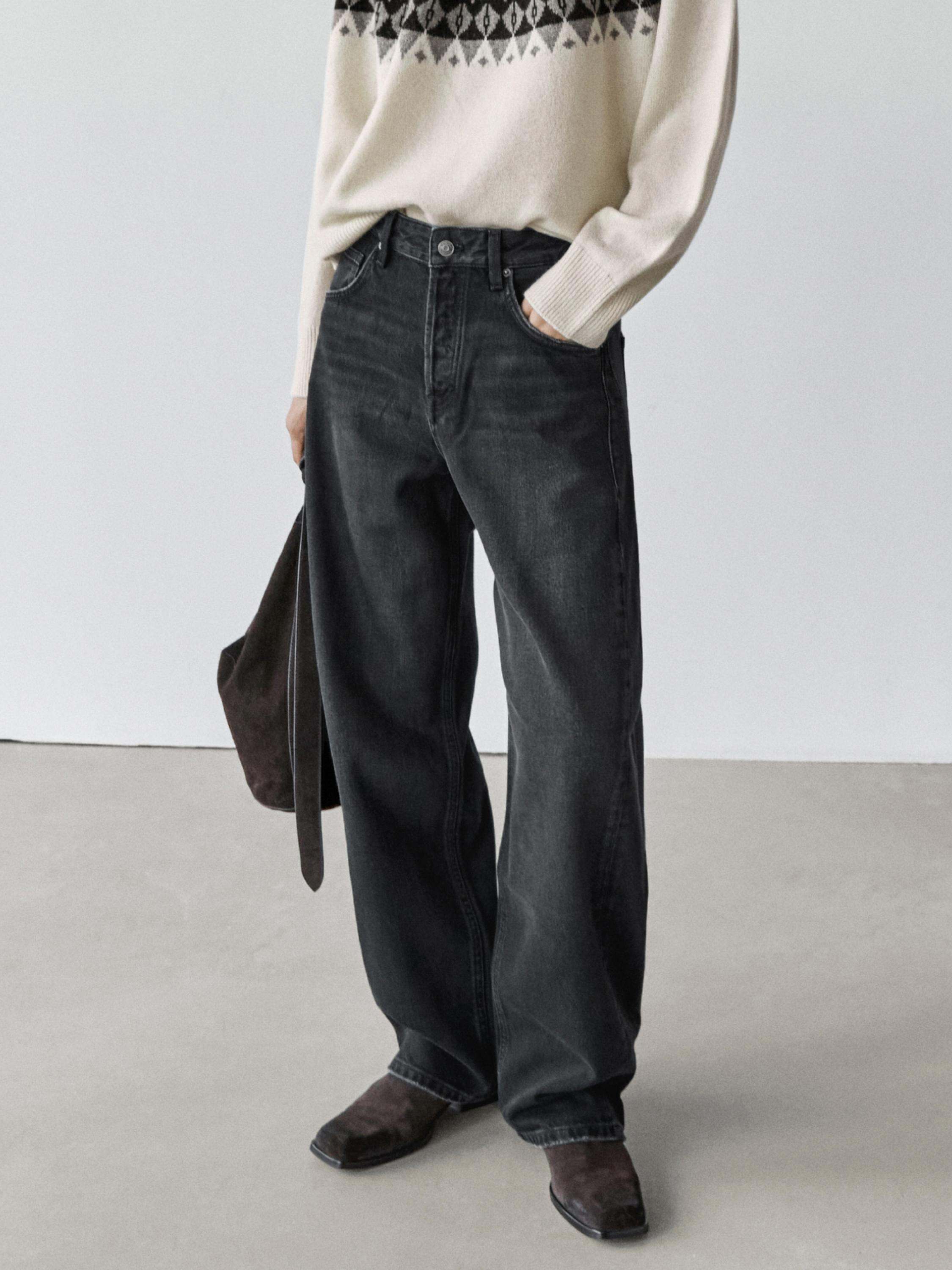 Mid-rise balloon fit jeans — BLACK
