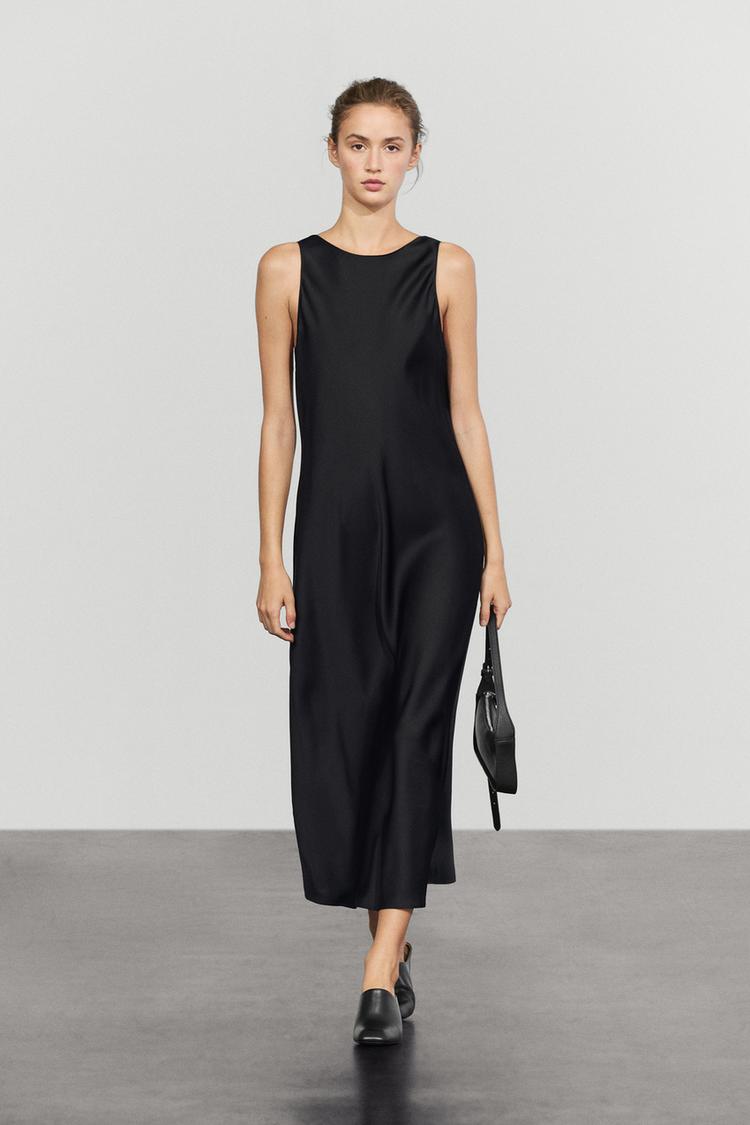 Satin midi dress — Blue