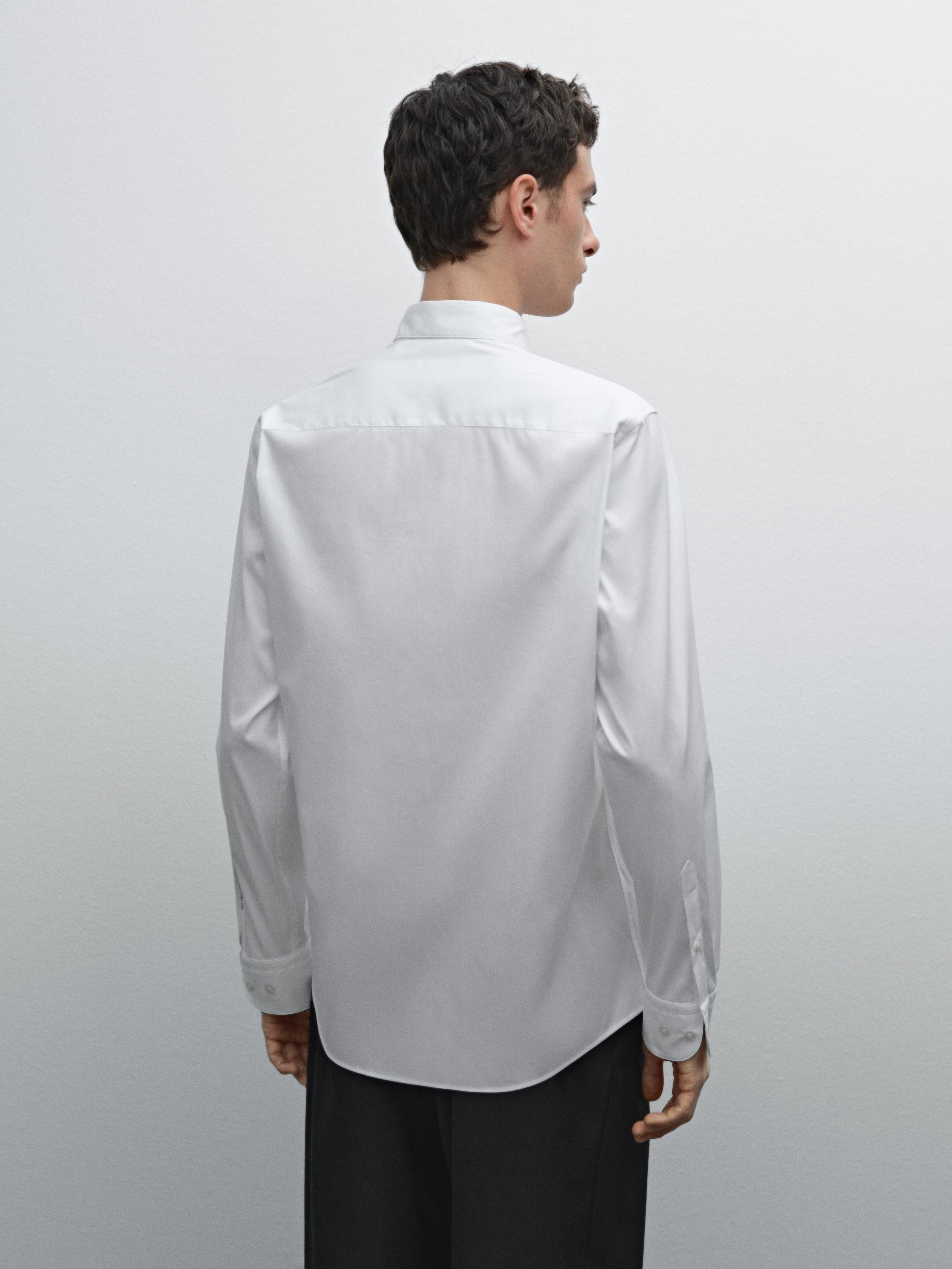 Slim fit stretch cotton blend shirt