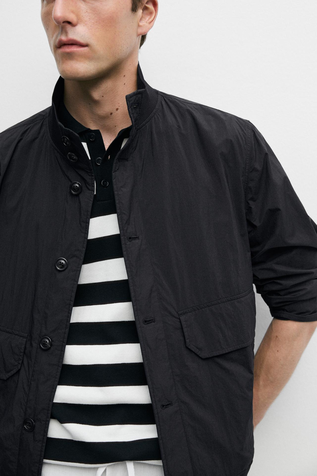 Bomber jacket with pocket details — DARK NAVY