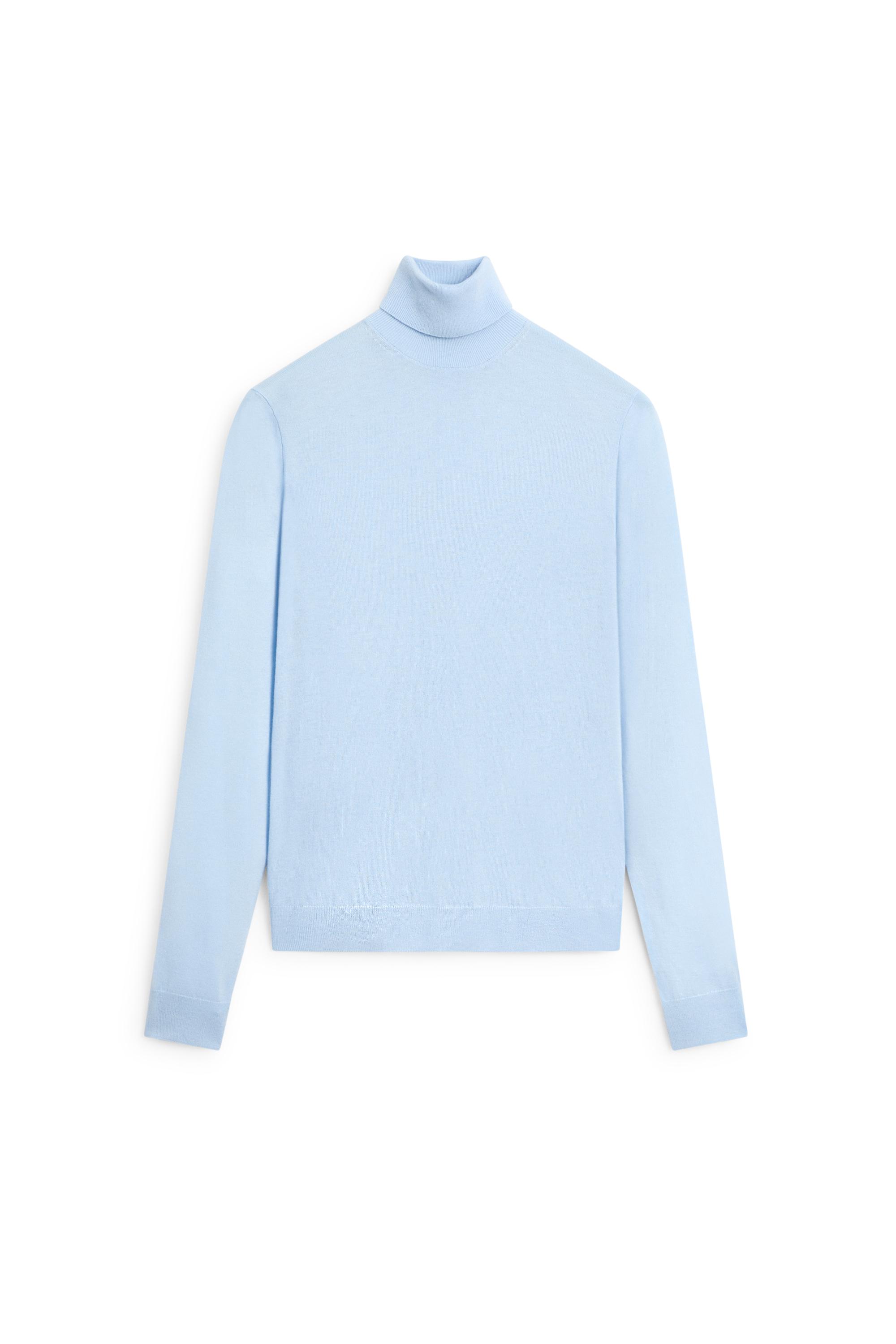 Wool-blend turtleneck knit sweater — SKY BLUE