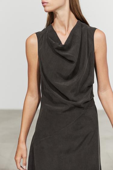 Draped detail midi dress — Chocolate 5