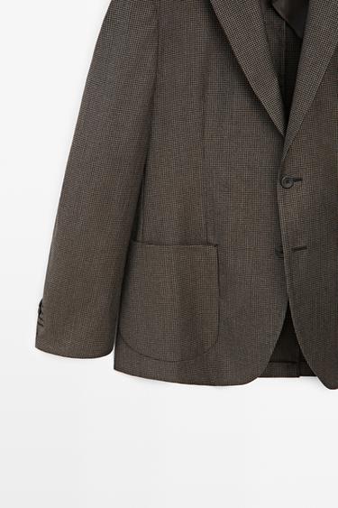Wool-blend blazer with pocket details — BROWN 7