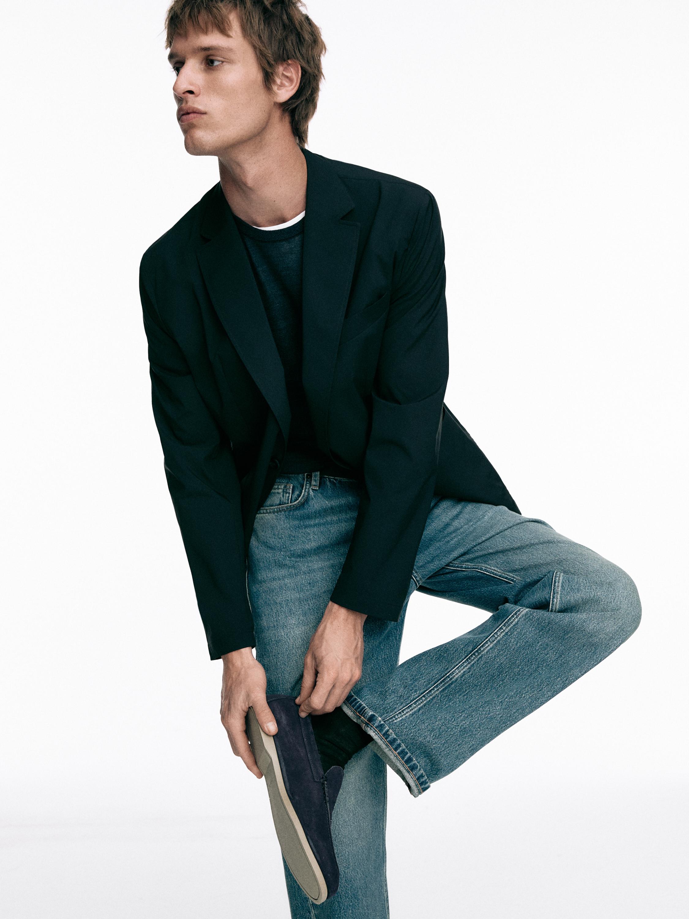 Soft split leather loafers — Dark blue