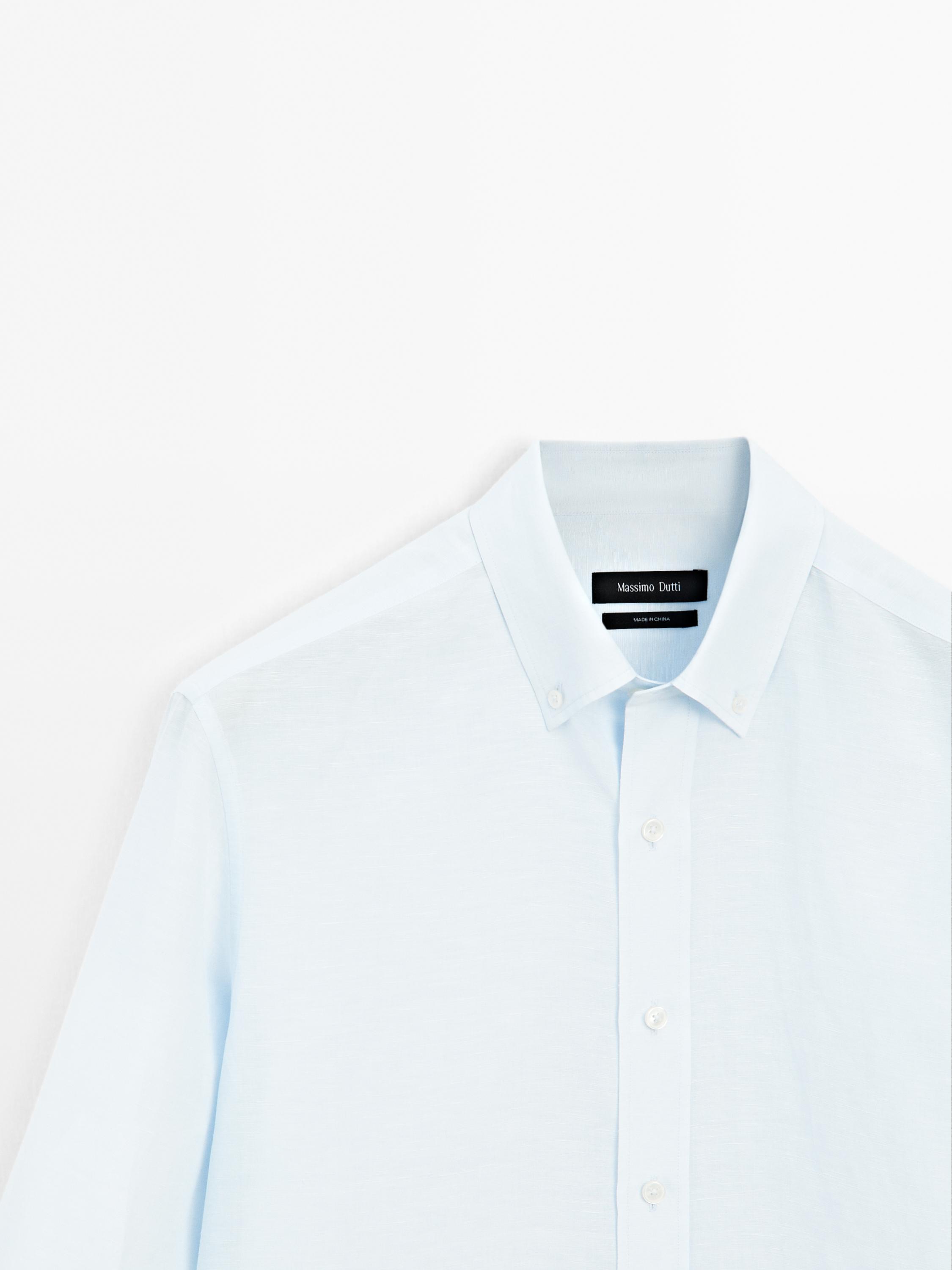 Lightweight slim fit linen blend shirt