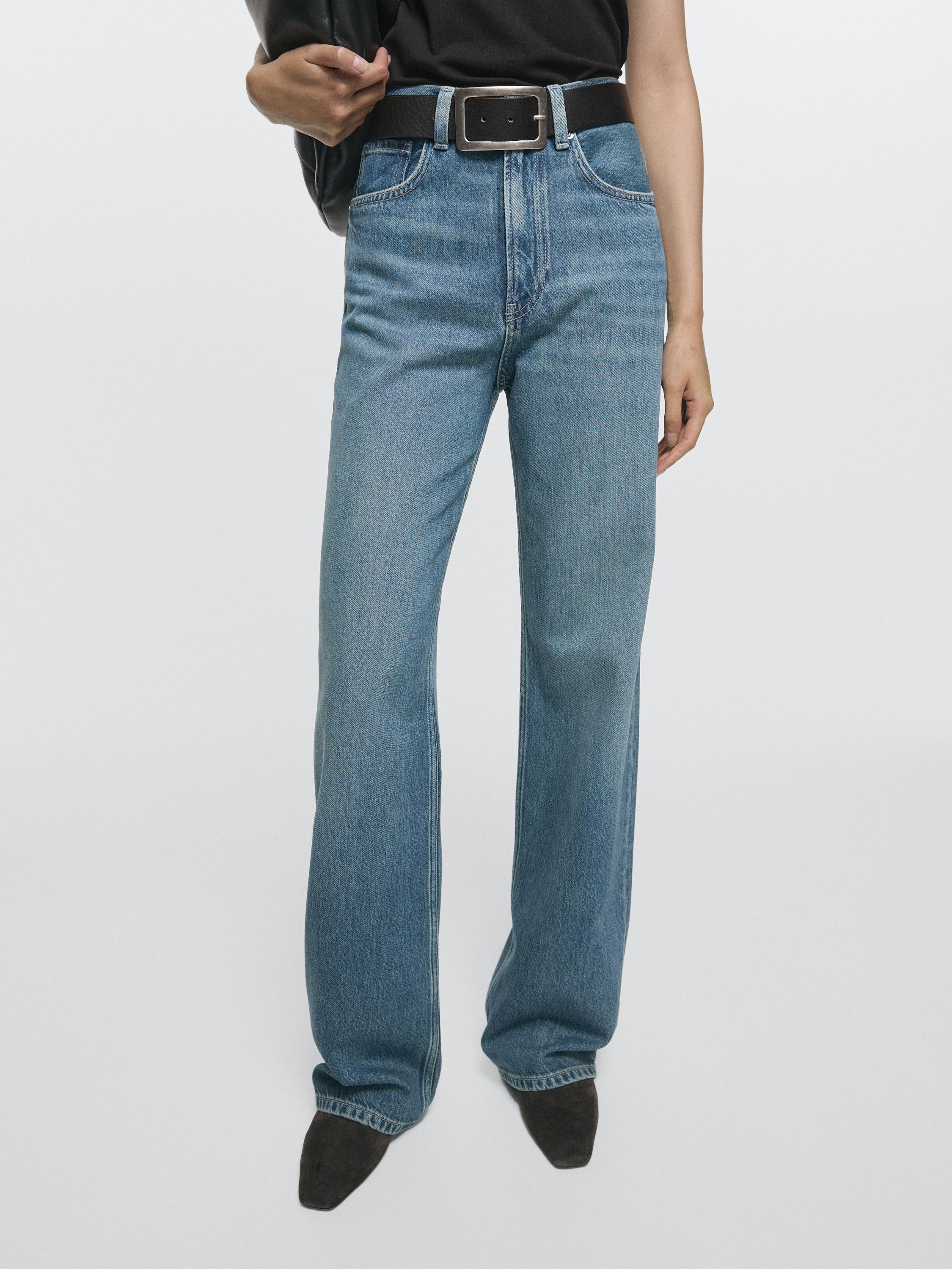 Wide-Leg-Jeans mit halbhohem Bund