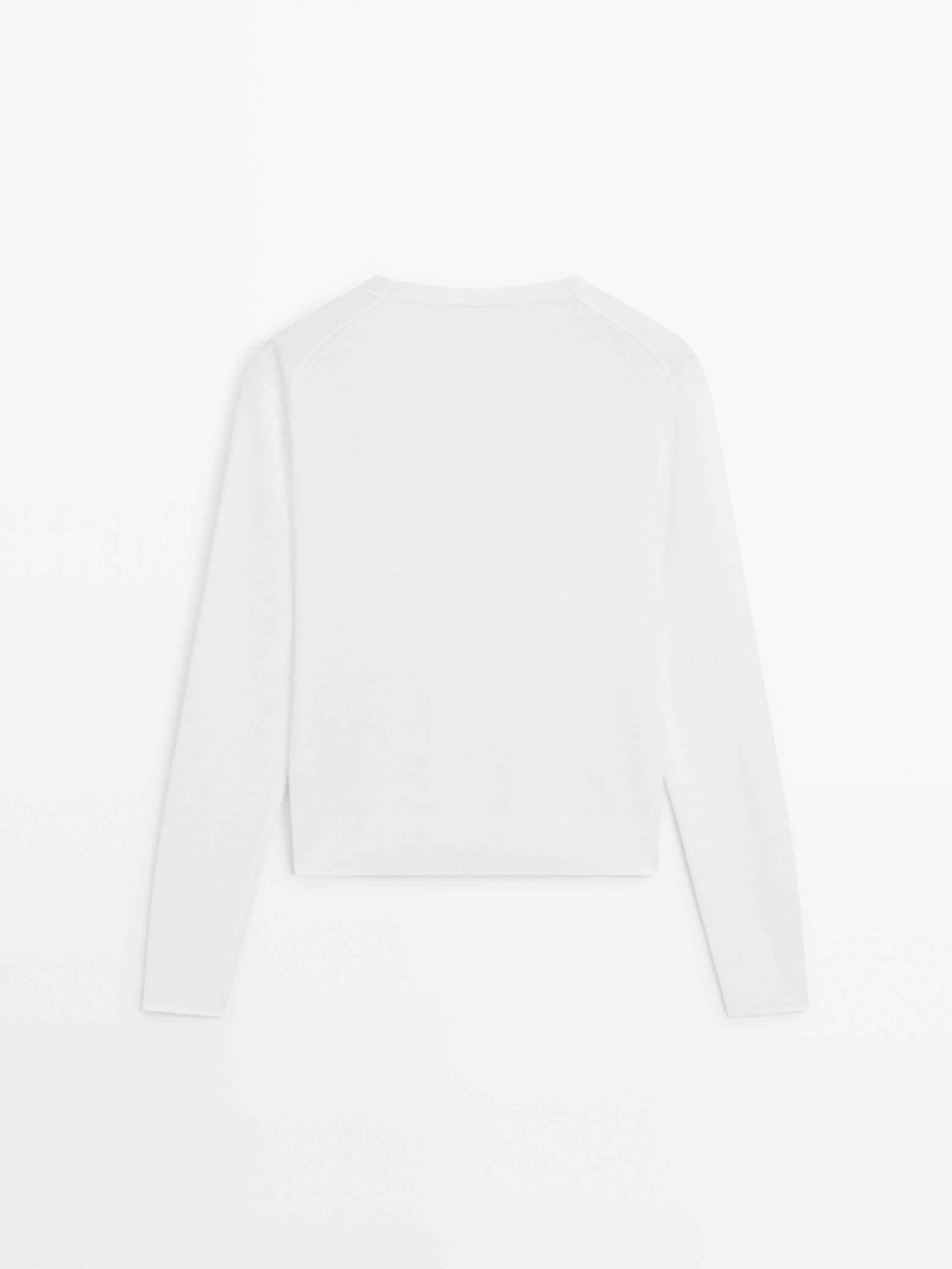 100% linen knit crew neck sweater