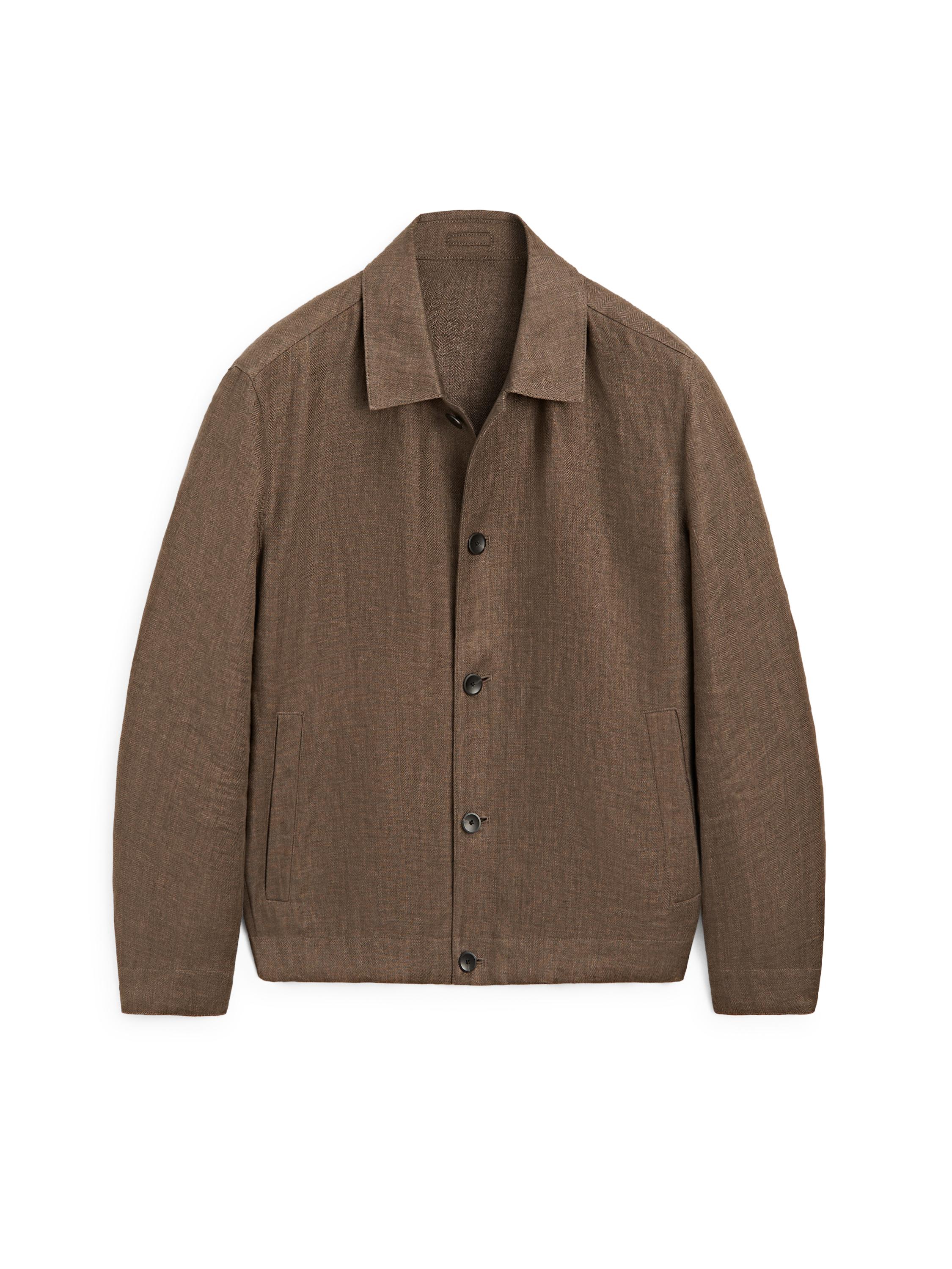 Total look linen jacket with herringbone detail — OCHRE