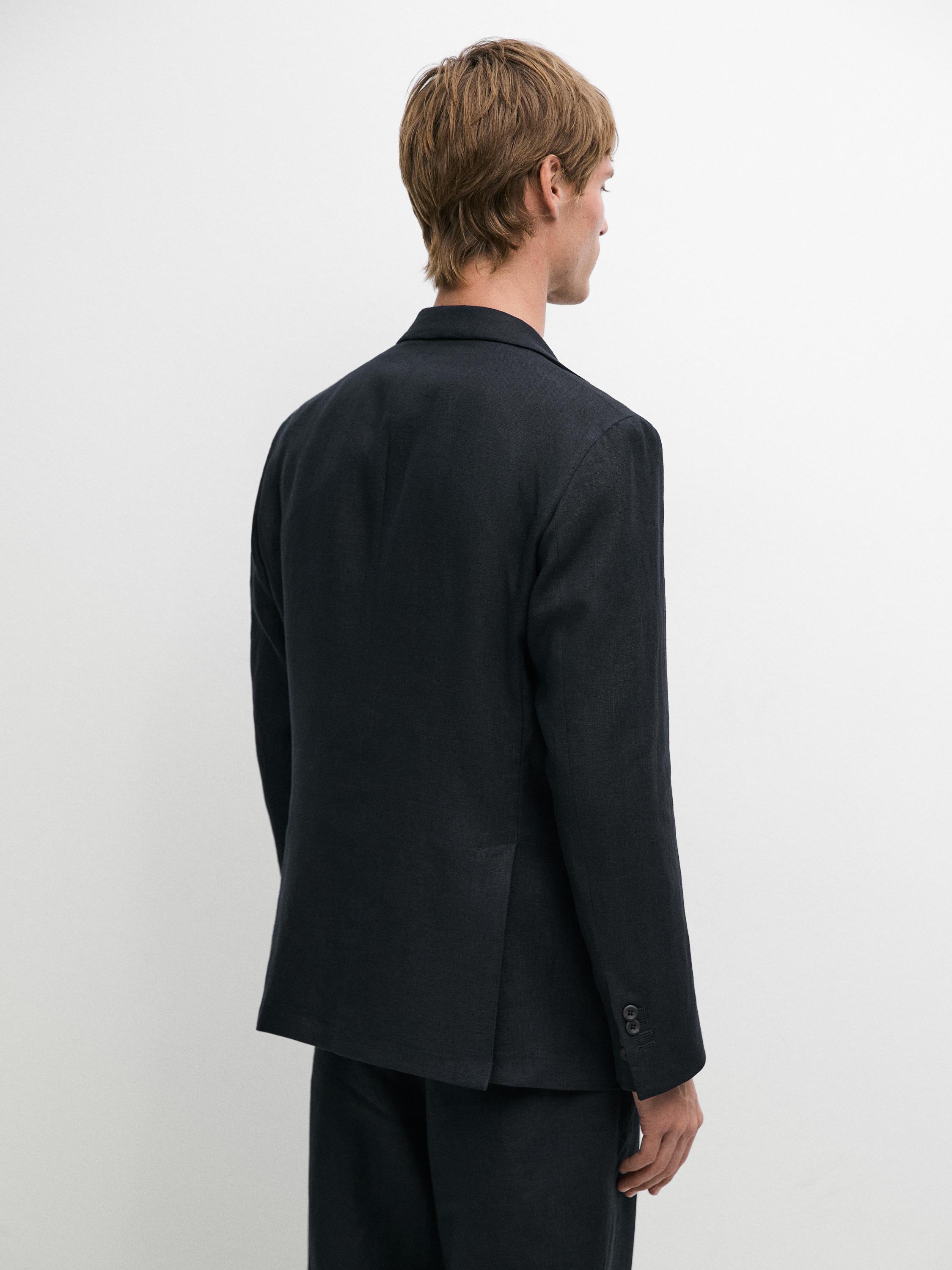 100% linen suit blazer — NAVY BLUE