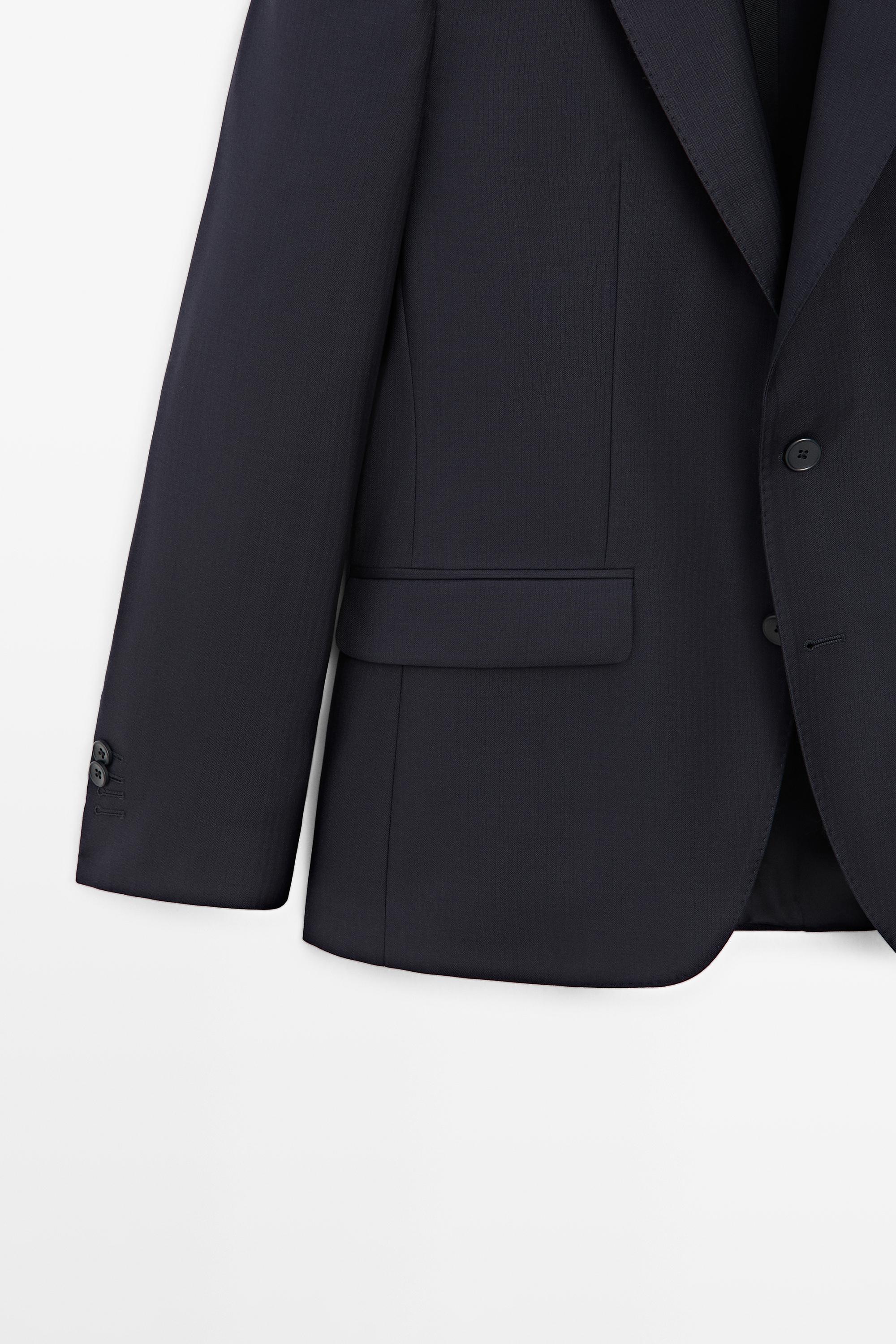100% cool wool suit blazer — NAVY BLUE