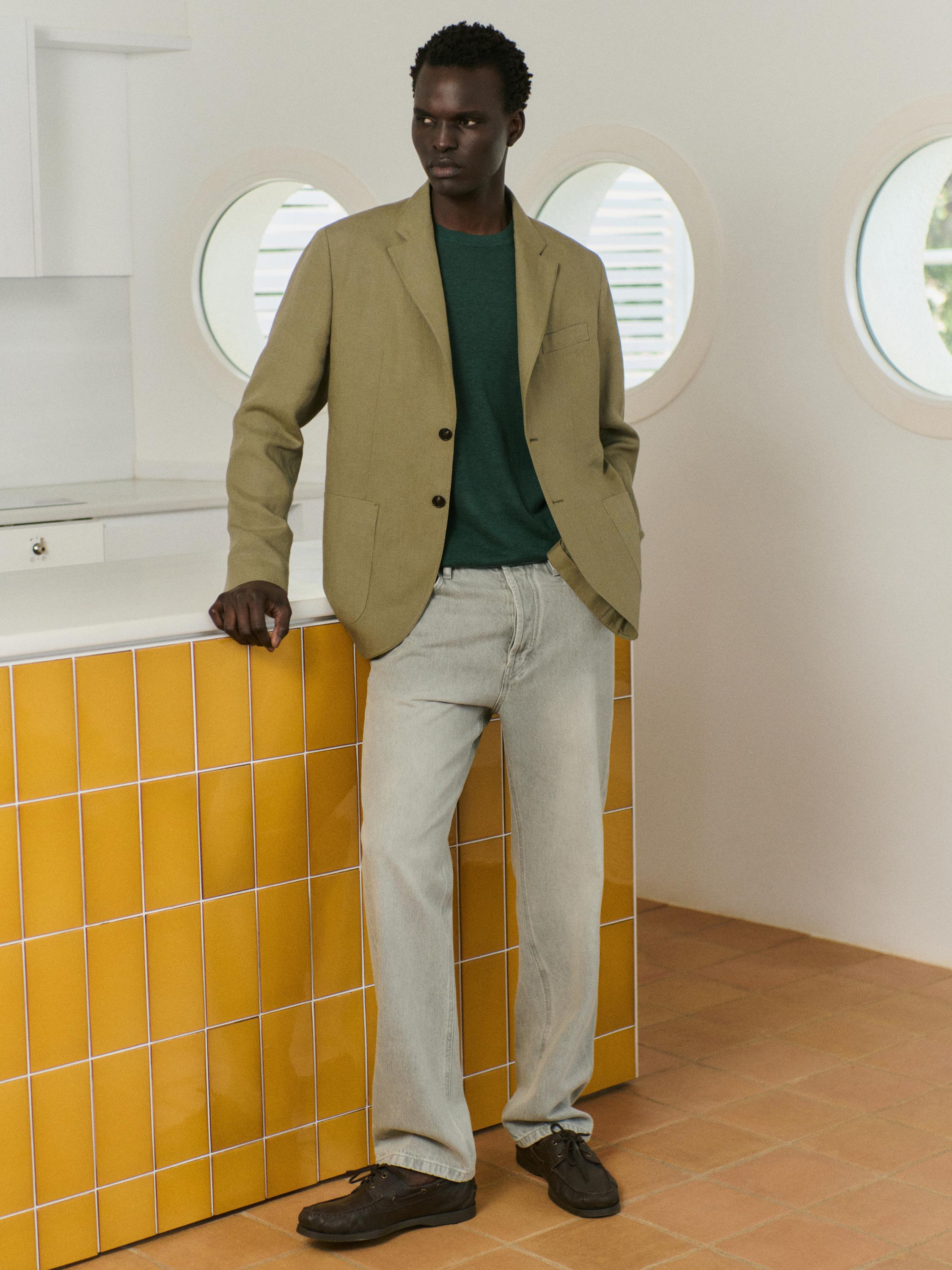 100% linen blazer — GREENISH