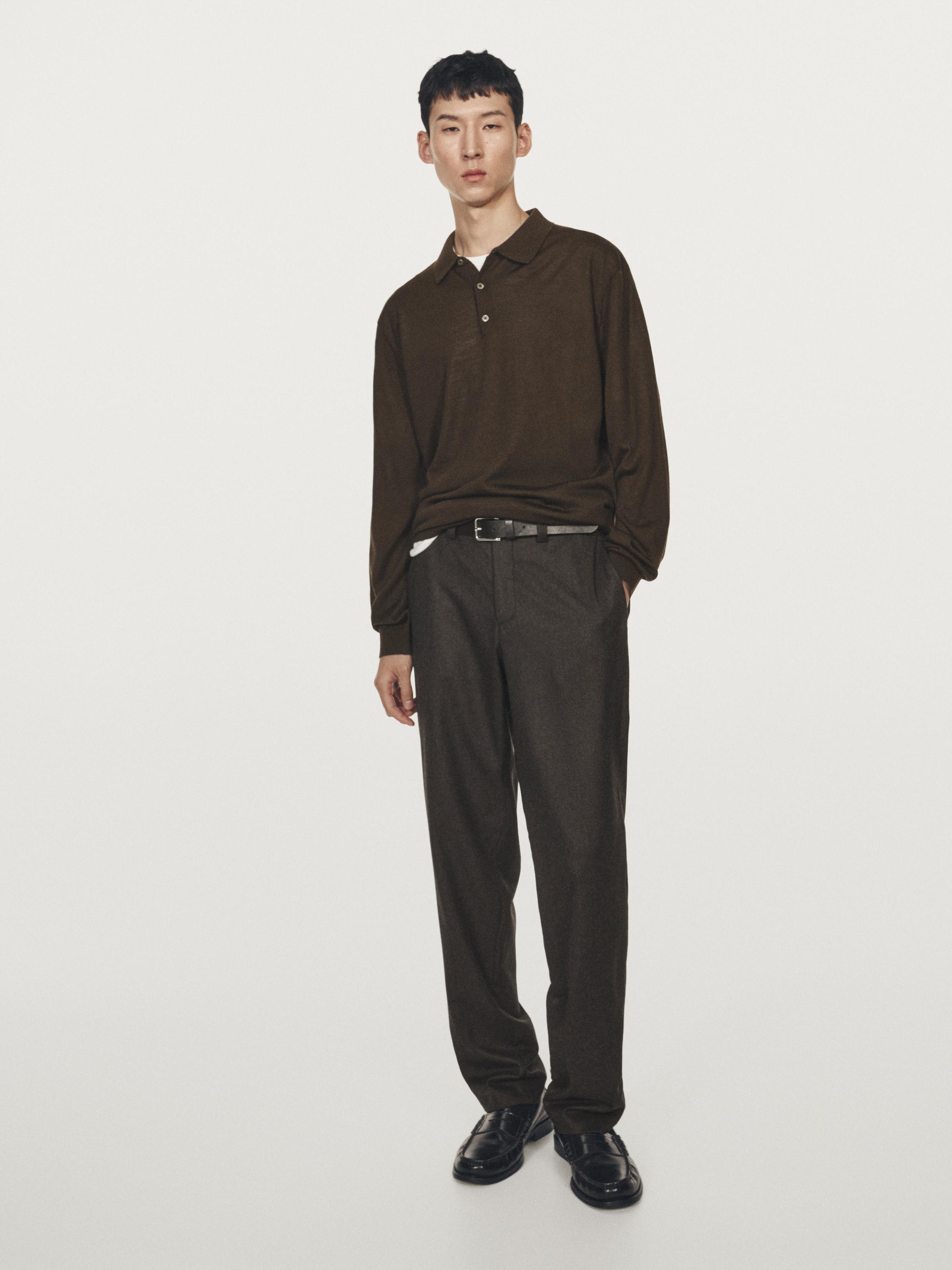 100% merino wool knit polo jumper