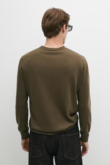 100% merino wool round neck knit sweater — OIL 5