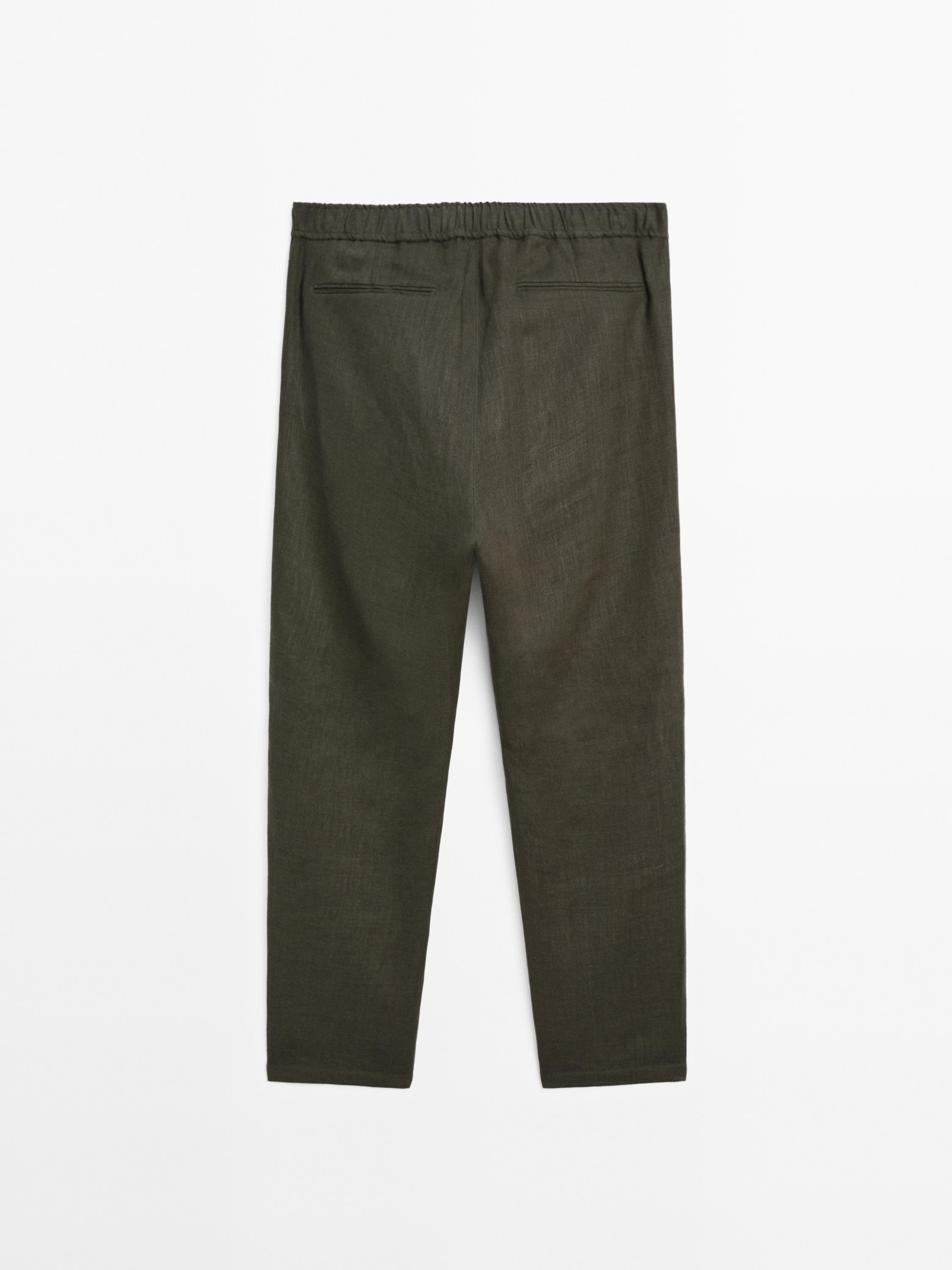 100% linen jogger fit trousers