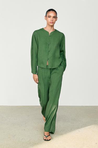 Flowy button-detail overshirt — BLUISH GREEN 1